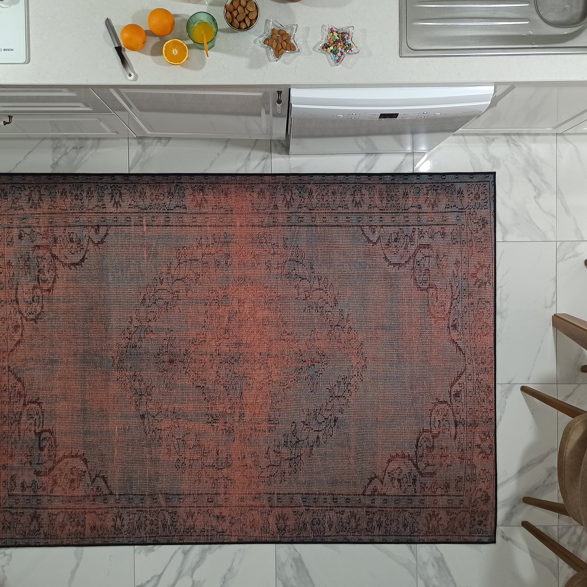 Sofya Rug Oriental Orange Dark Gray Rug