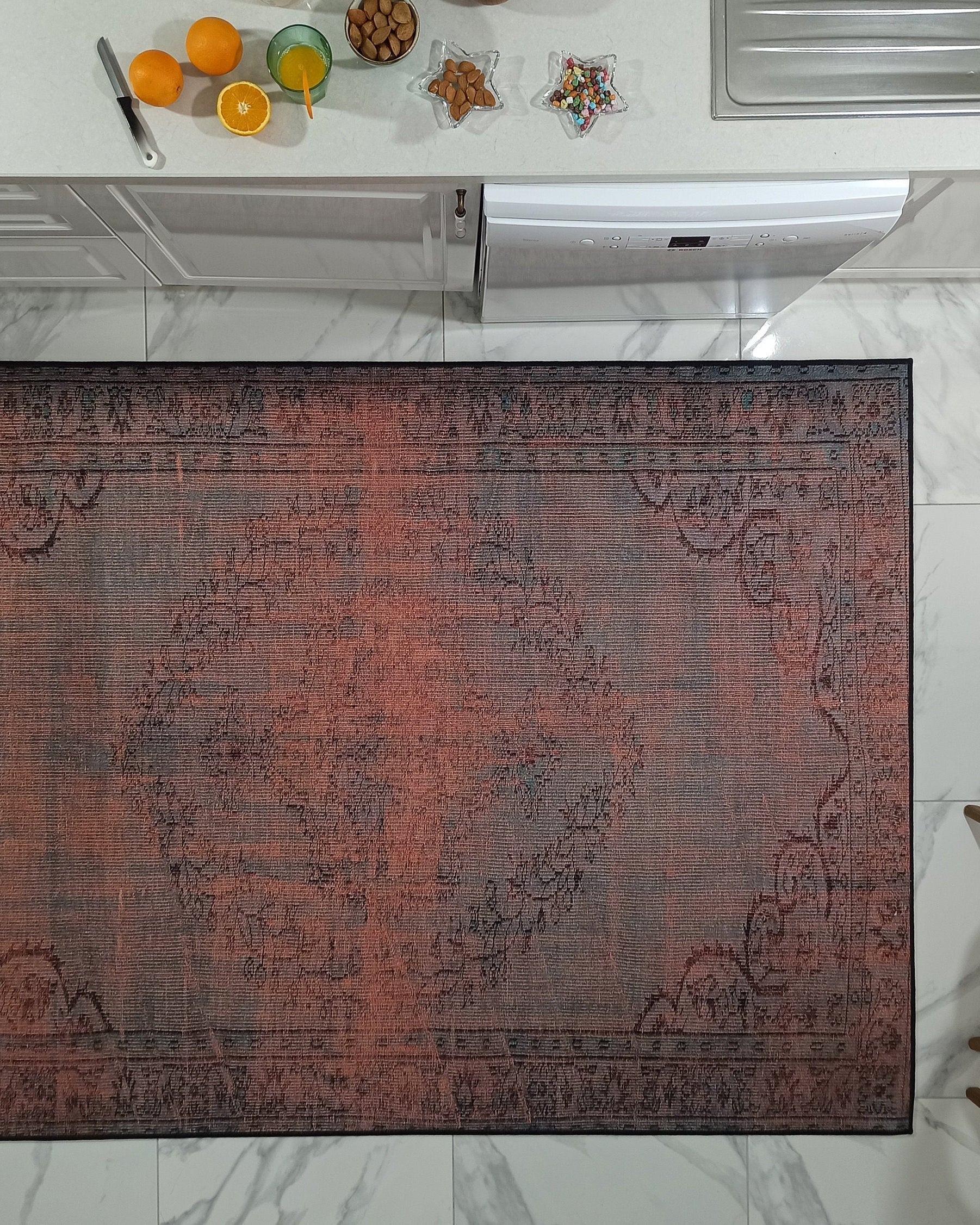 Sofya Rug Oriental Orange Dark Gray Rug