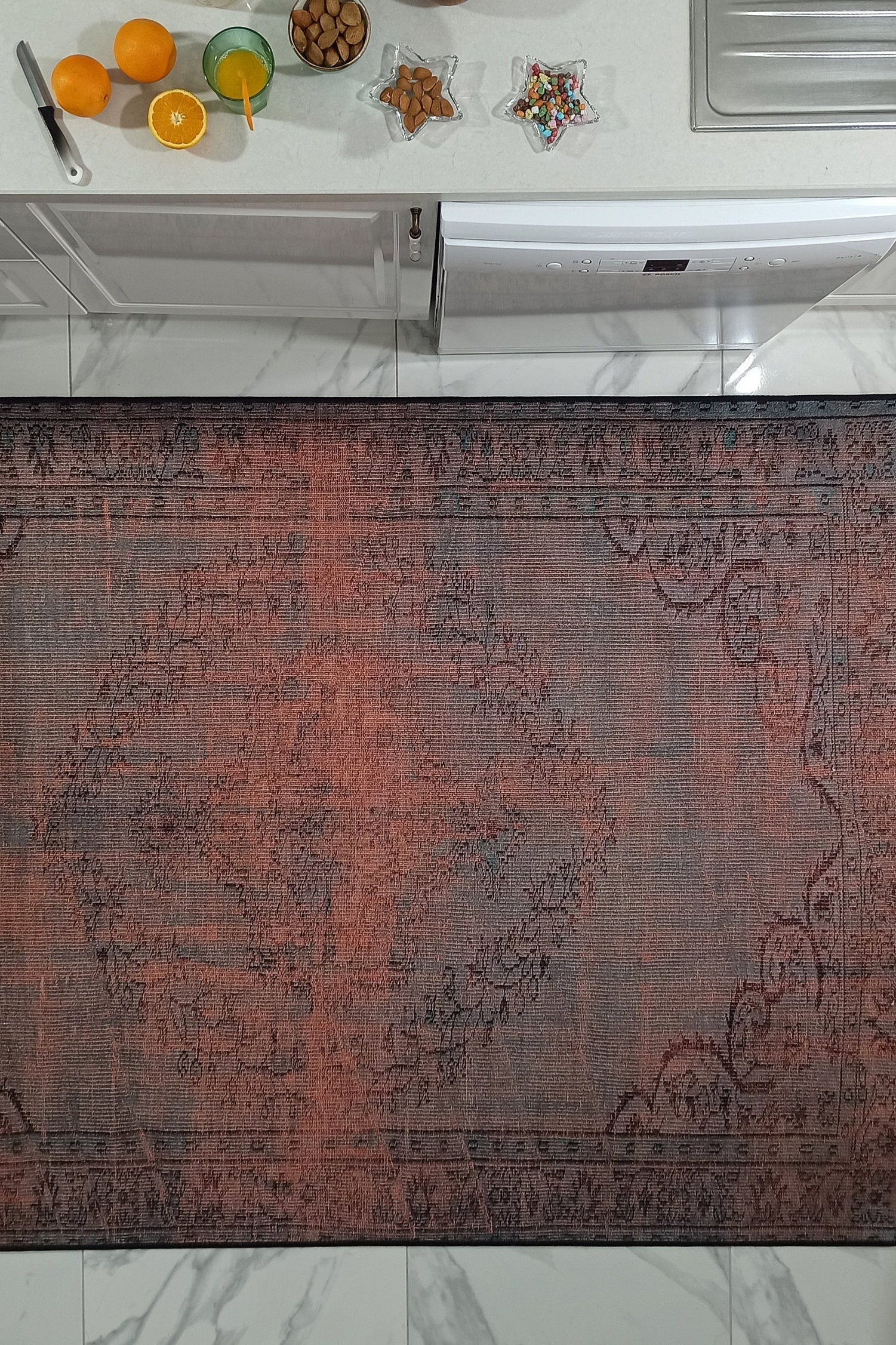 Sofya Rug Oriental Orange Dark Gray Rug