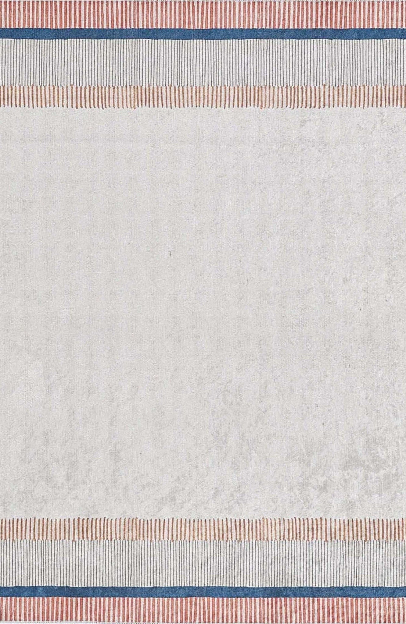 Solla Solid Beige Gray Rug Striped Border Rug