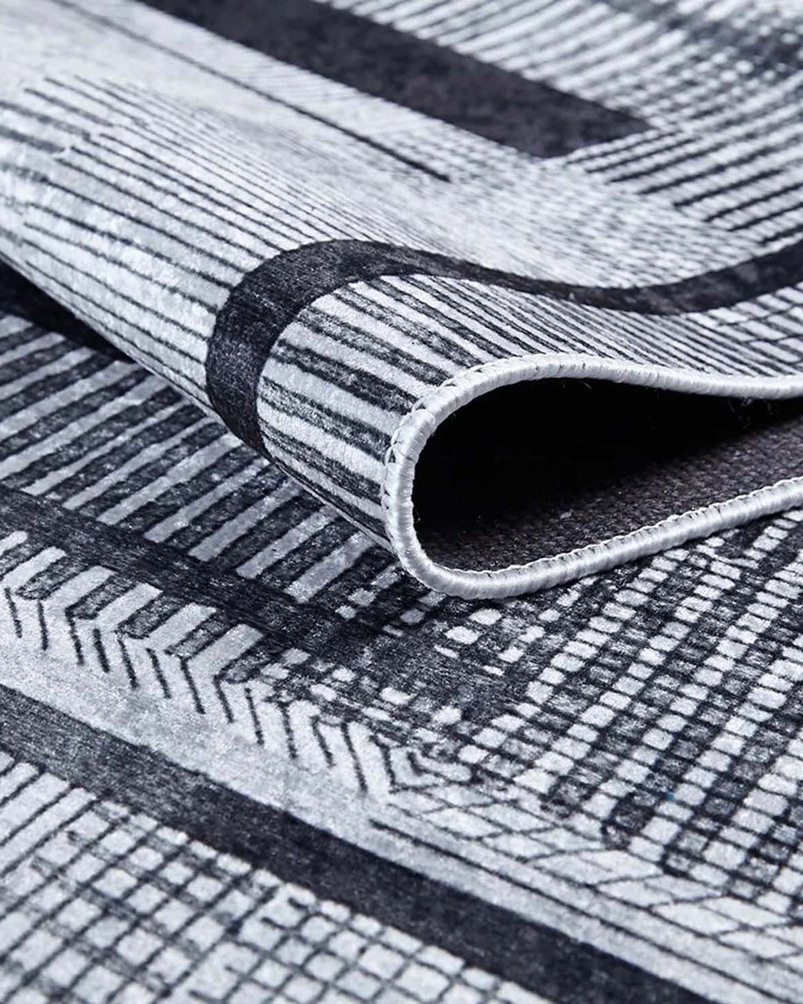 Solla Solid Beige Gray Rug Striped Border Rug