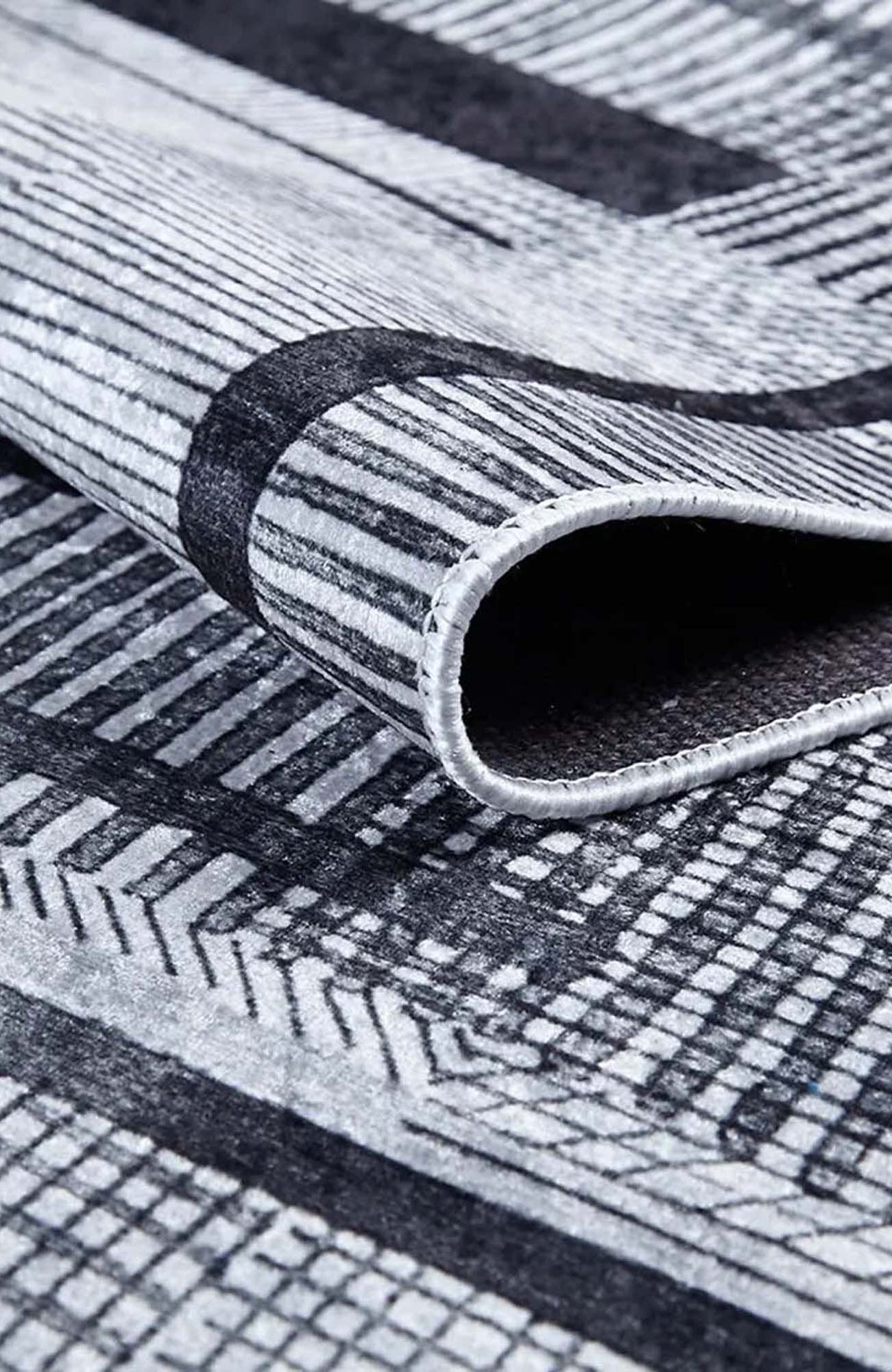 Solla Solid Beige Gray Rug Striped Border Rug