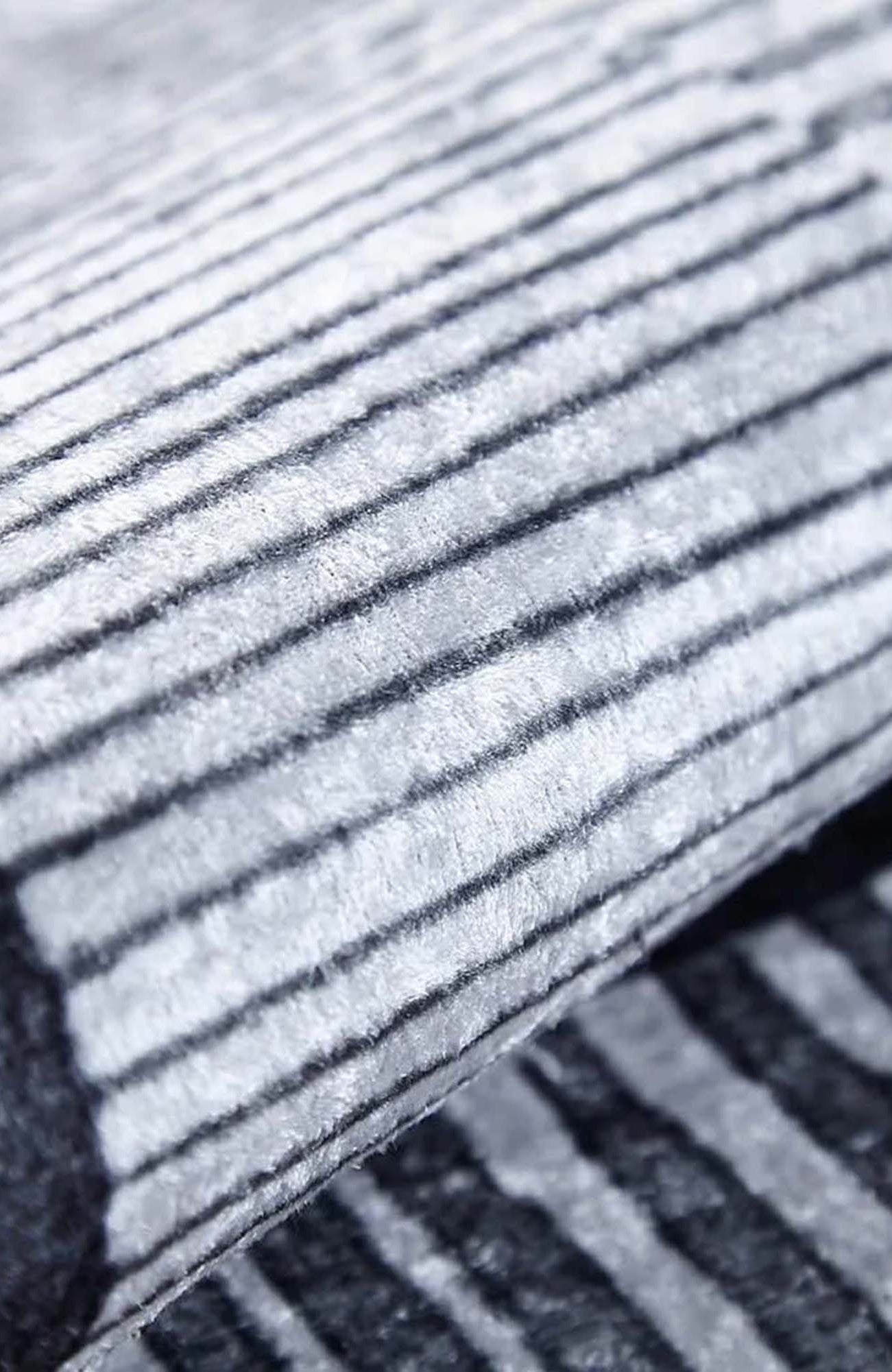 Solla Solid Beige Gray Rug Striped Border Rug