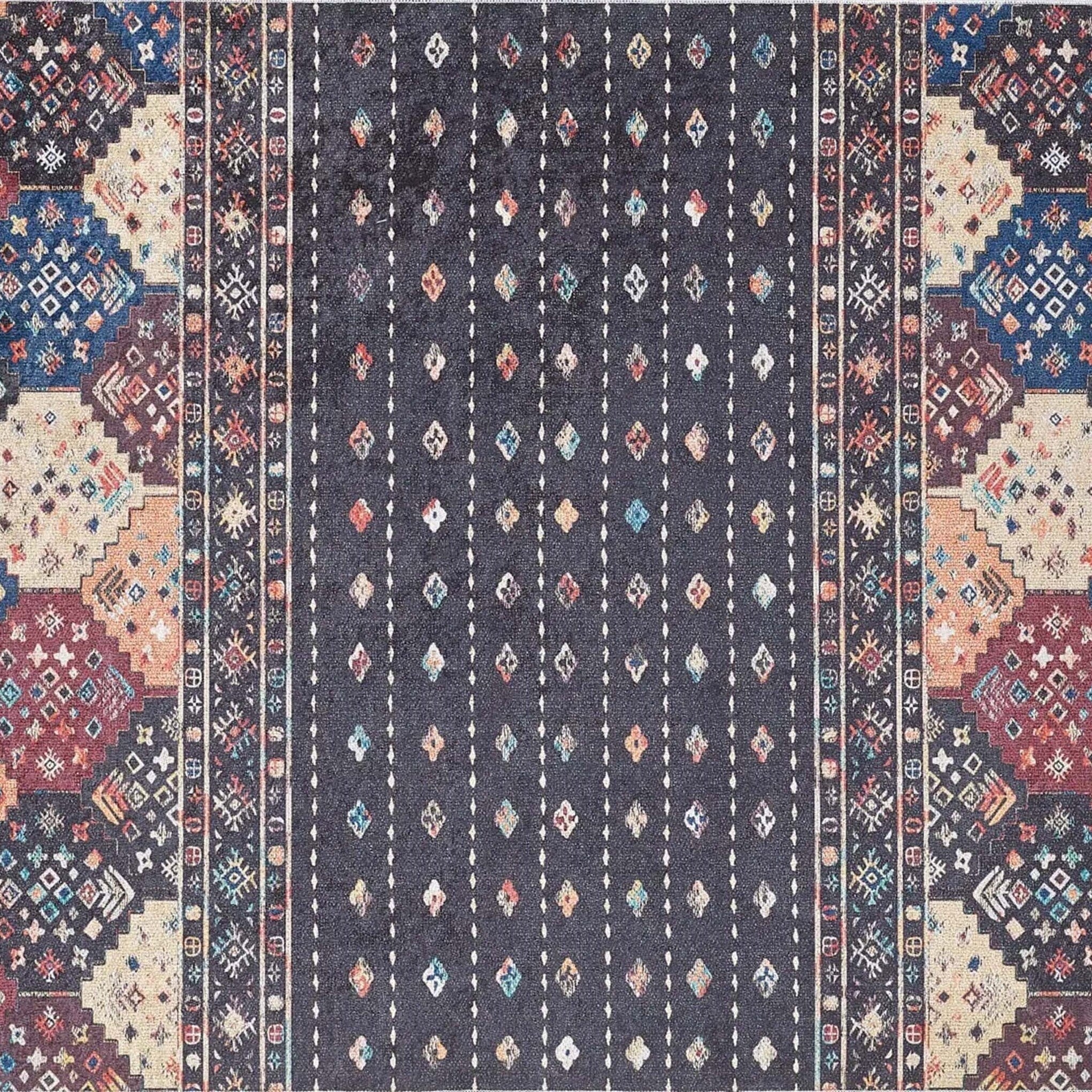 Suma Turkish Bohemian Black Rug