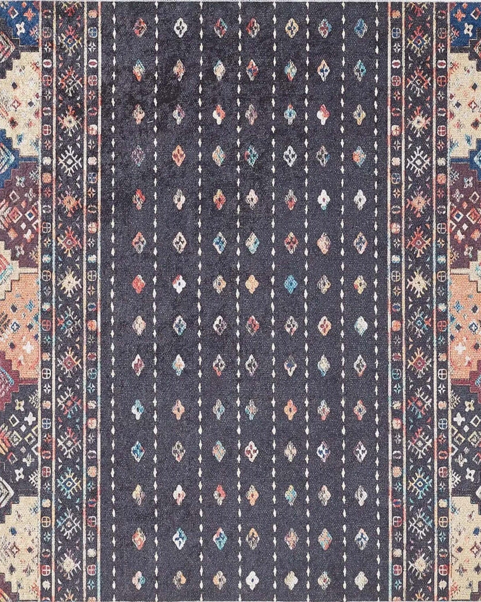 Suma Turkish Bohemian Black Rug