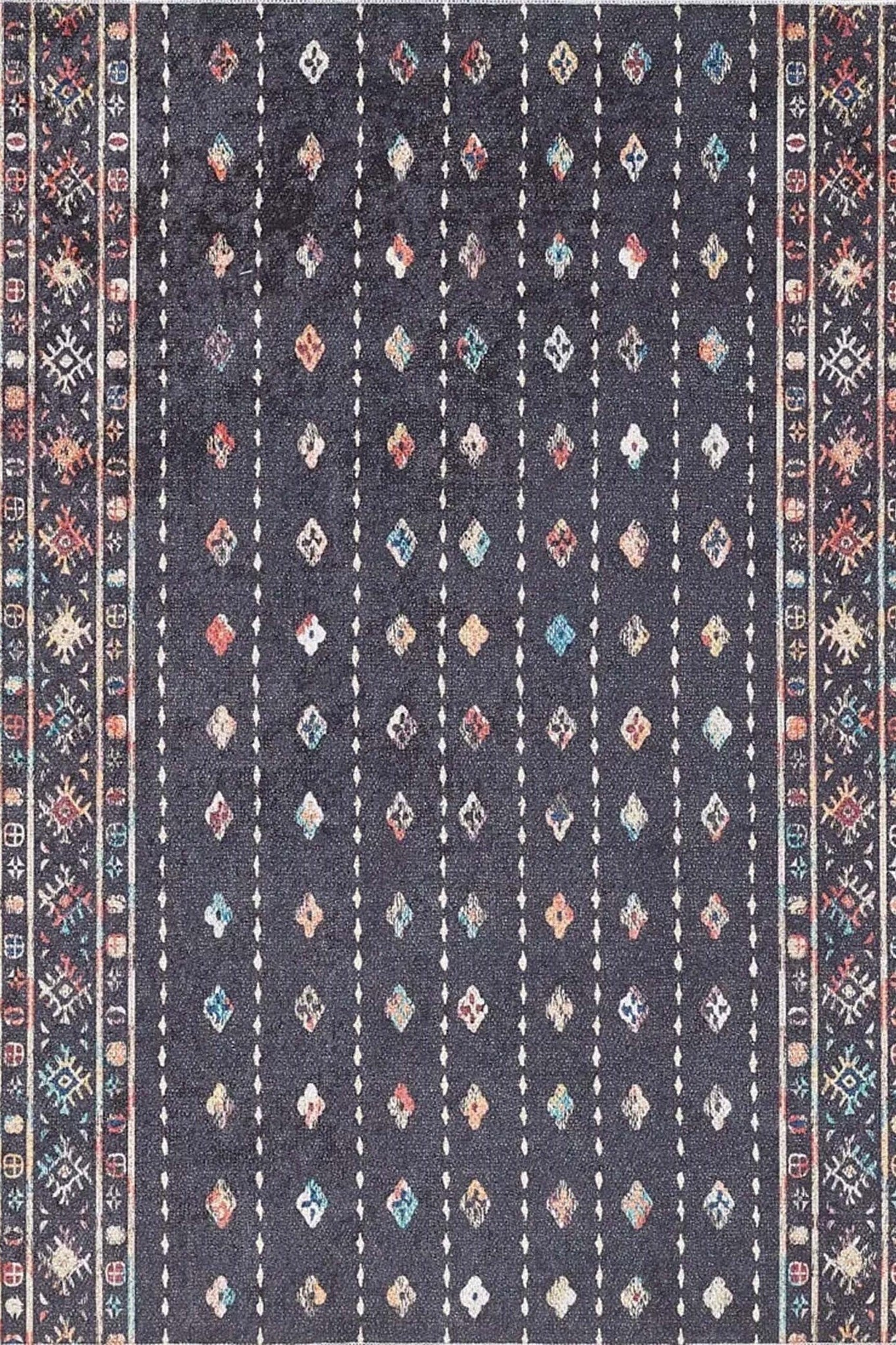 Suma Turkish Bohemian Black Rug