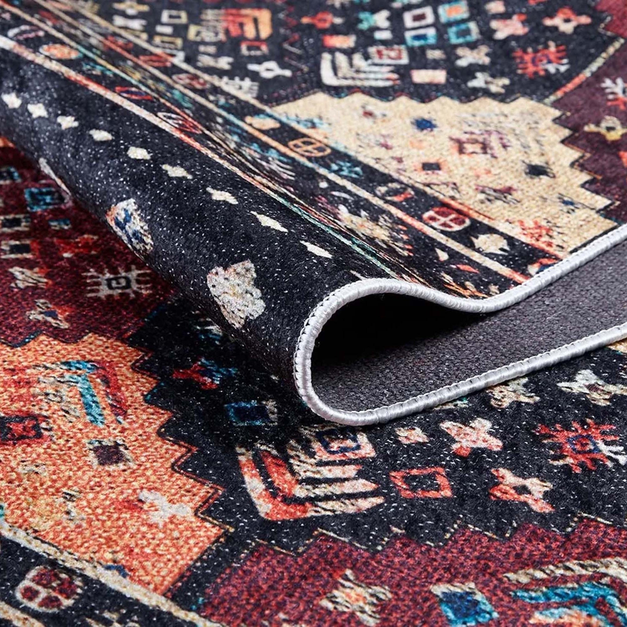 Suma Turkish Bohemian Black Rug