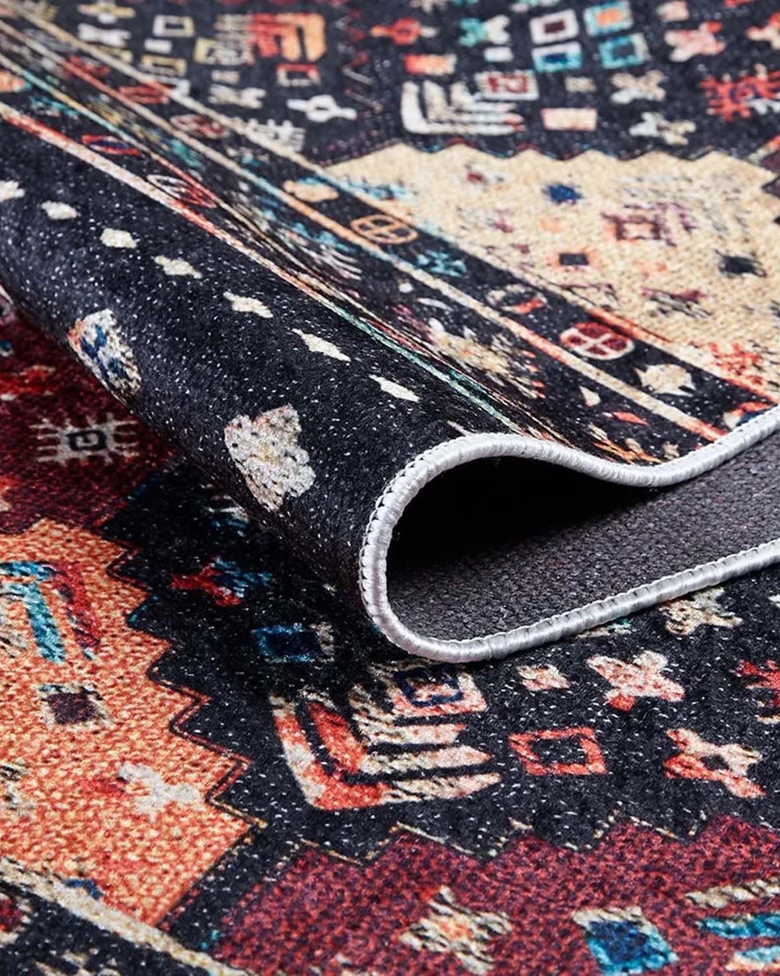 Suma Turkish Bohemian Black Rug