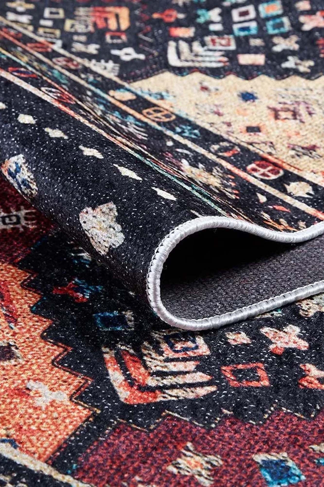 Suma Turkish Bohemian Black Rug