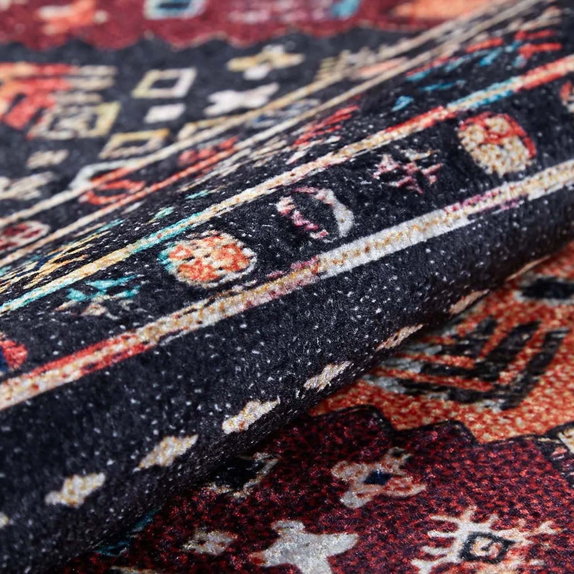 Suma Turkish Bohemian Black Rug