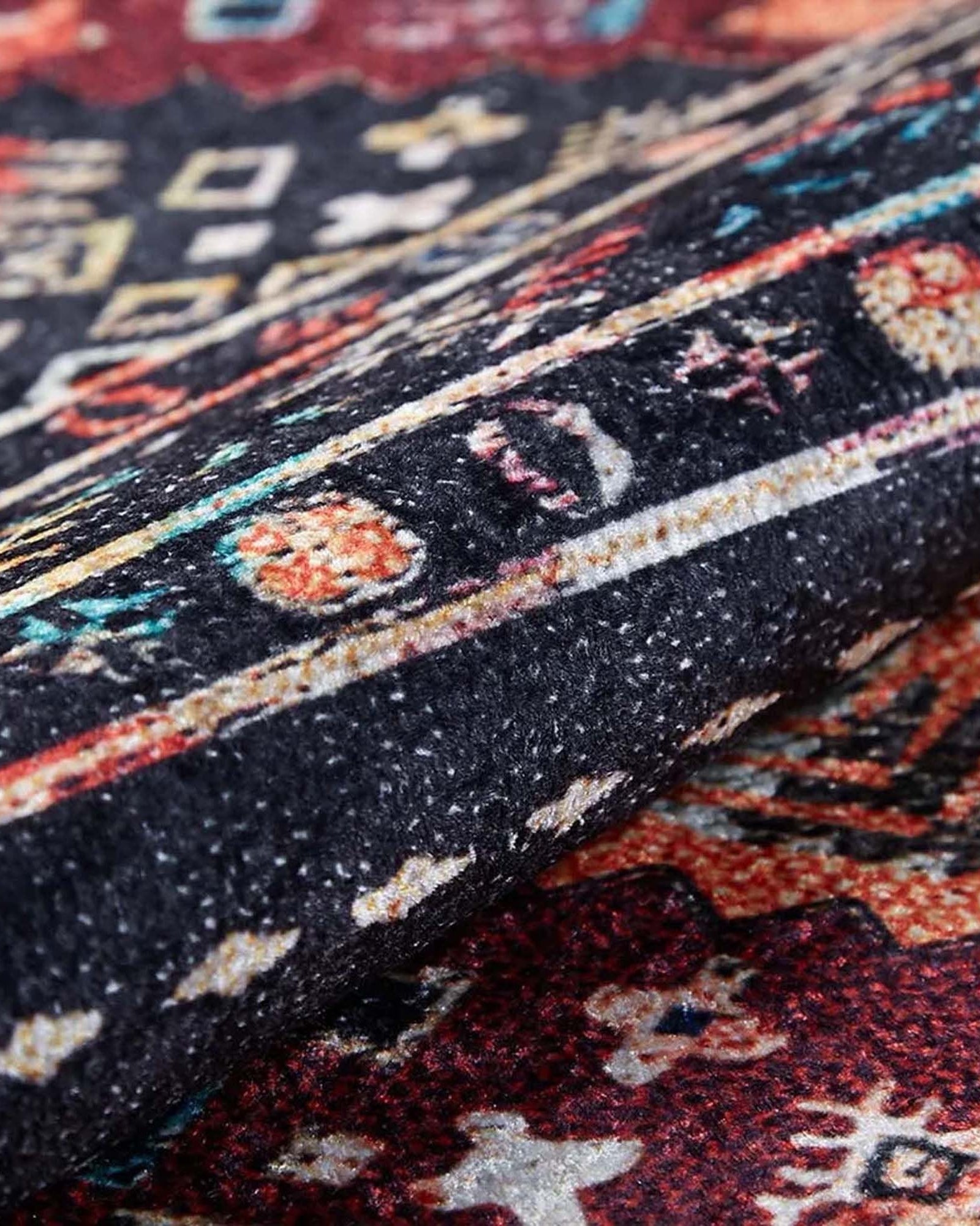 Suma Turkish Bohemian Black Rug