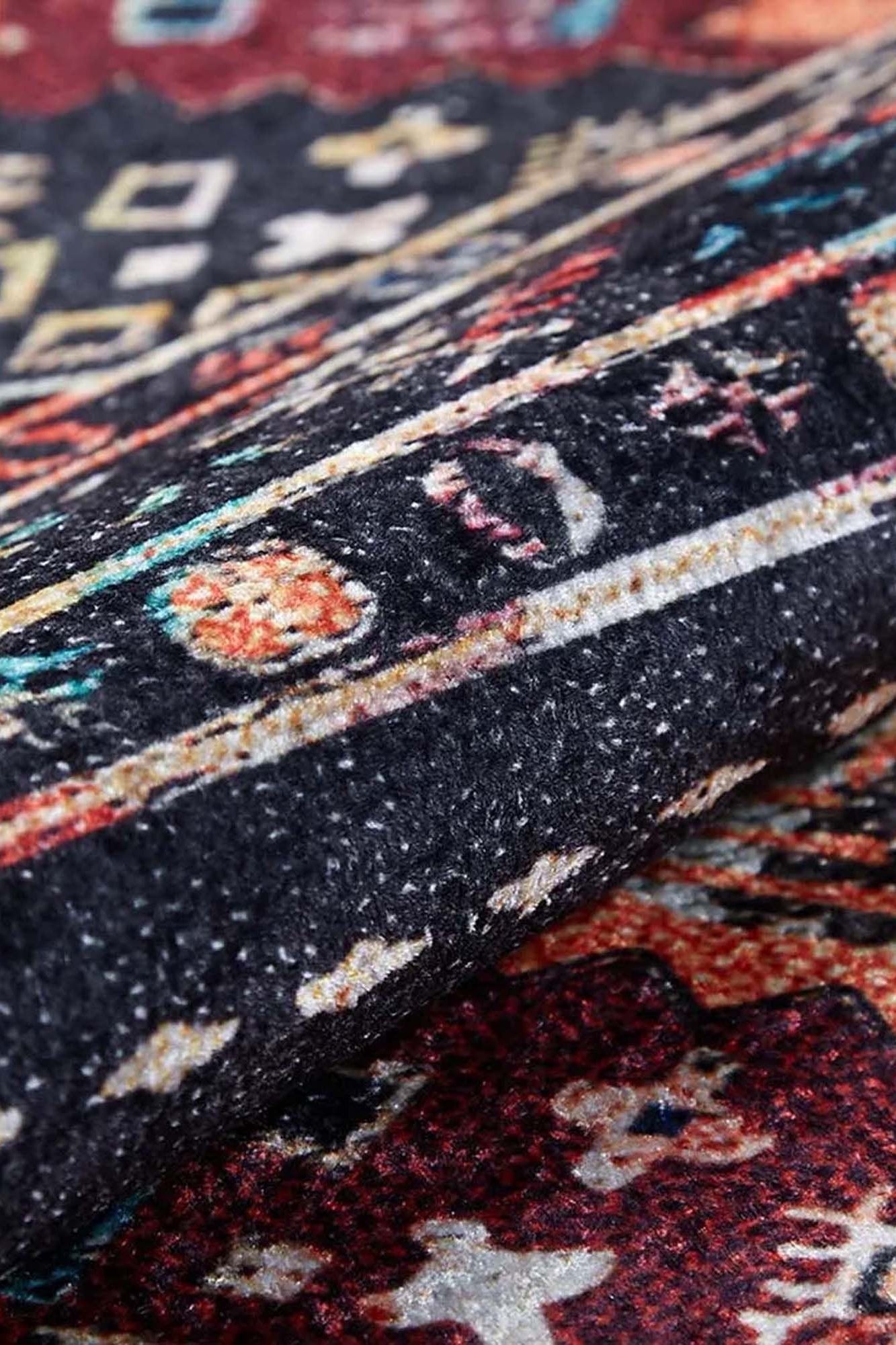 Suma Turkish Bohemian Black Rug