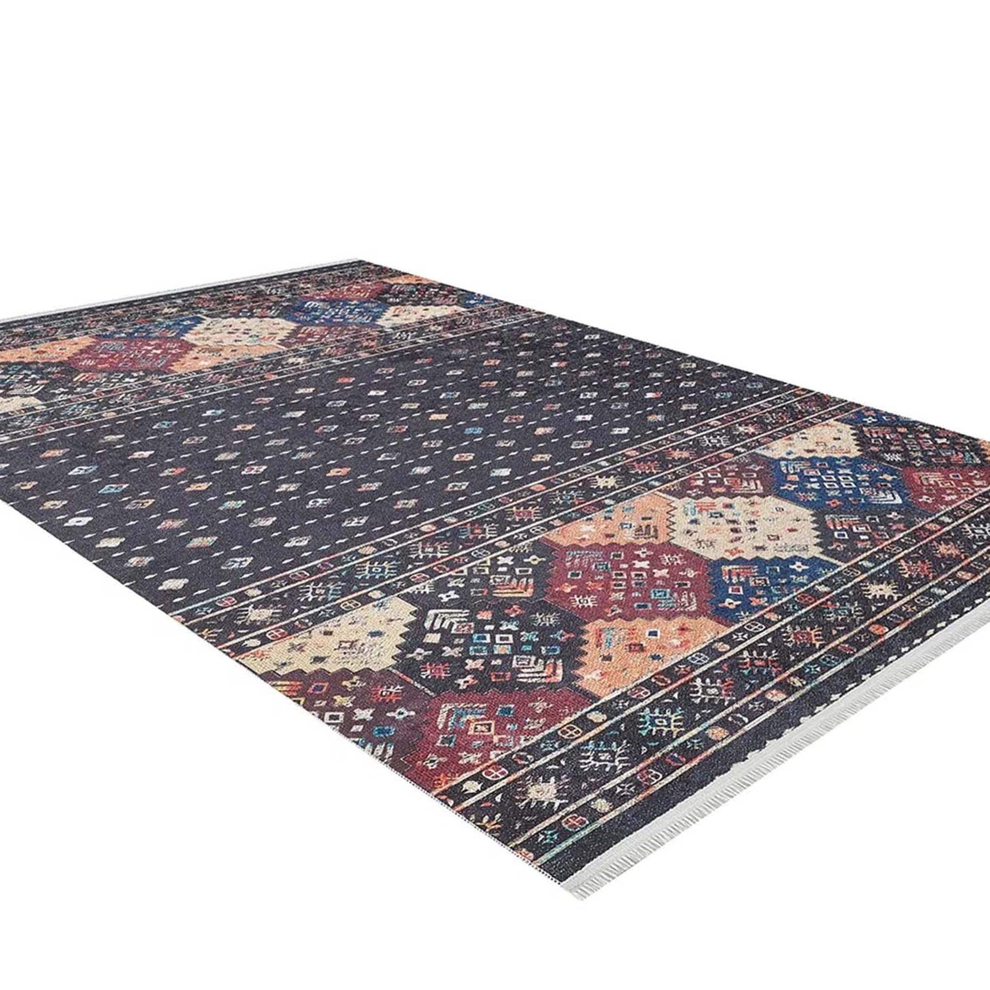 Suma Turkish Bohemian Black Rug