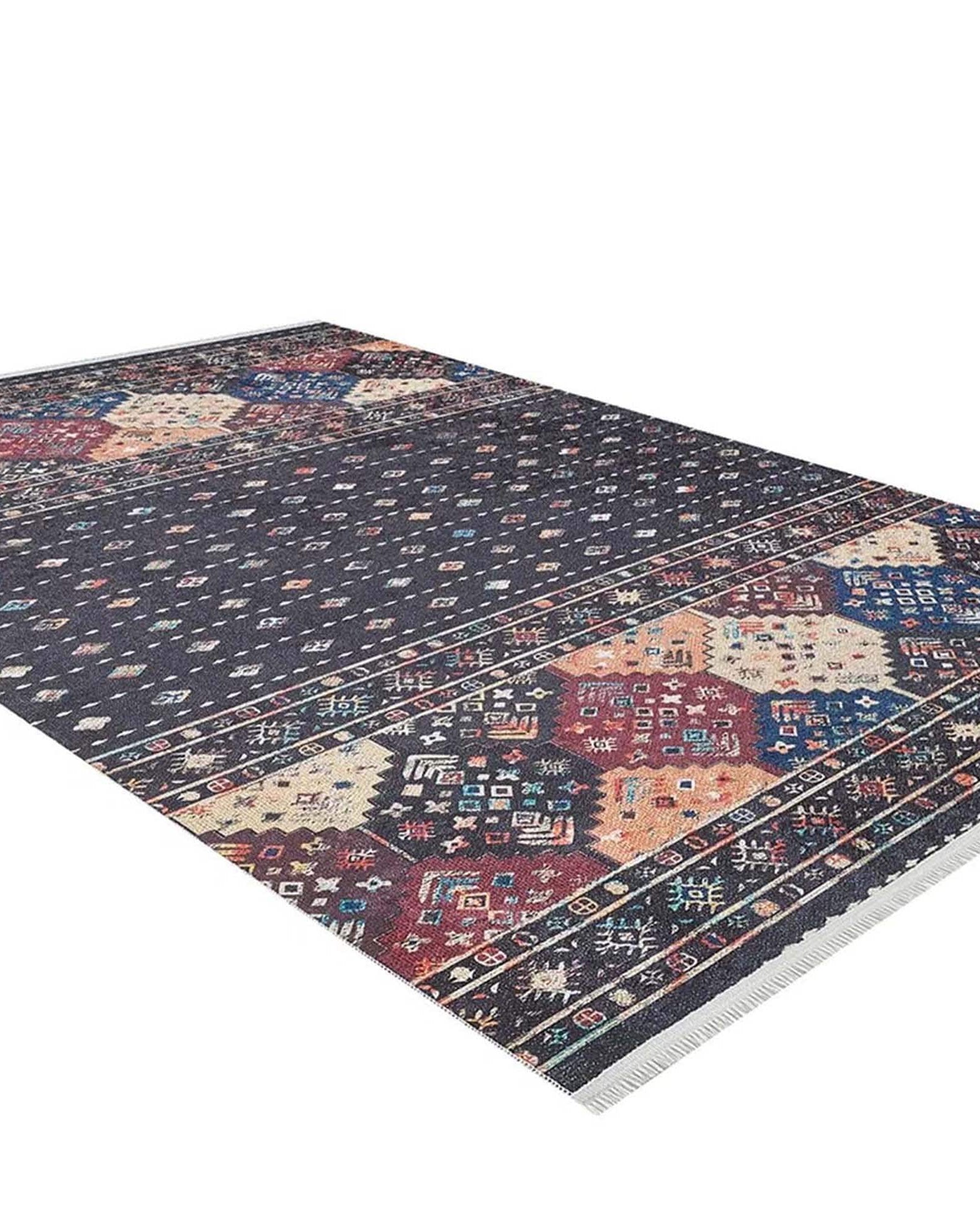 Suma Turkish Bohemian Black Rug