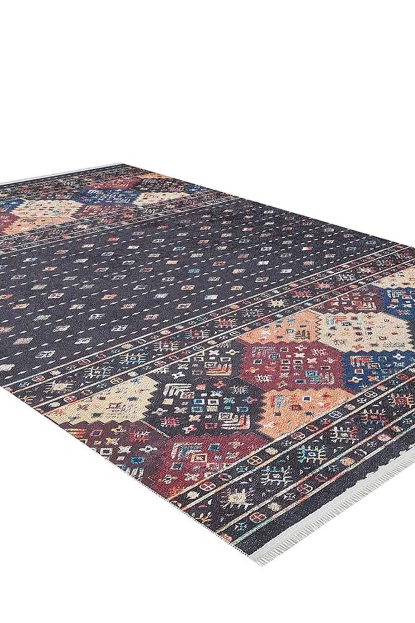 Suma Turkish Bohemian Black Rug