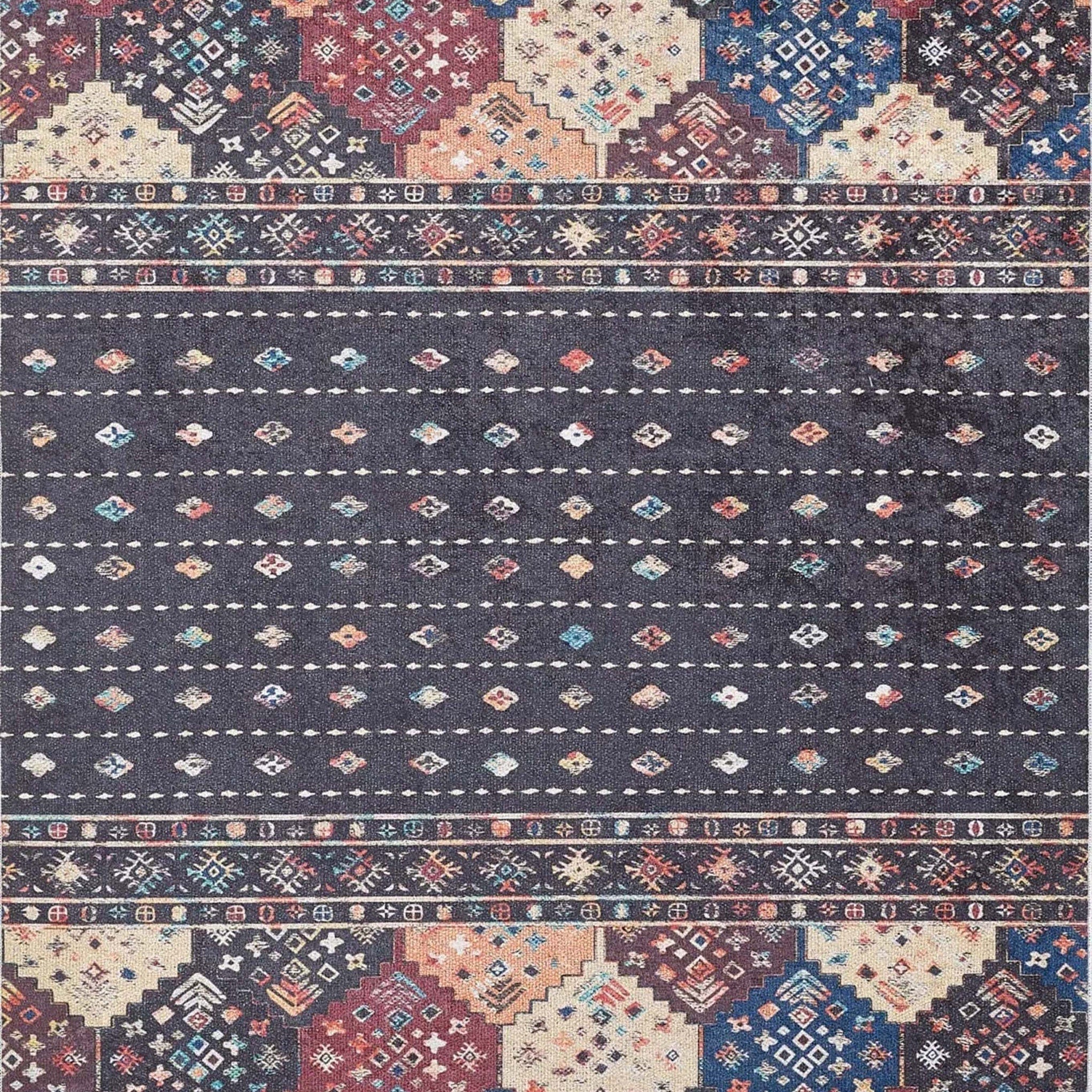 Suma Turkish Bohemian Black Rug