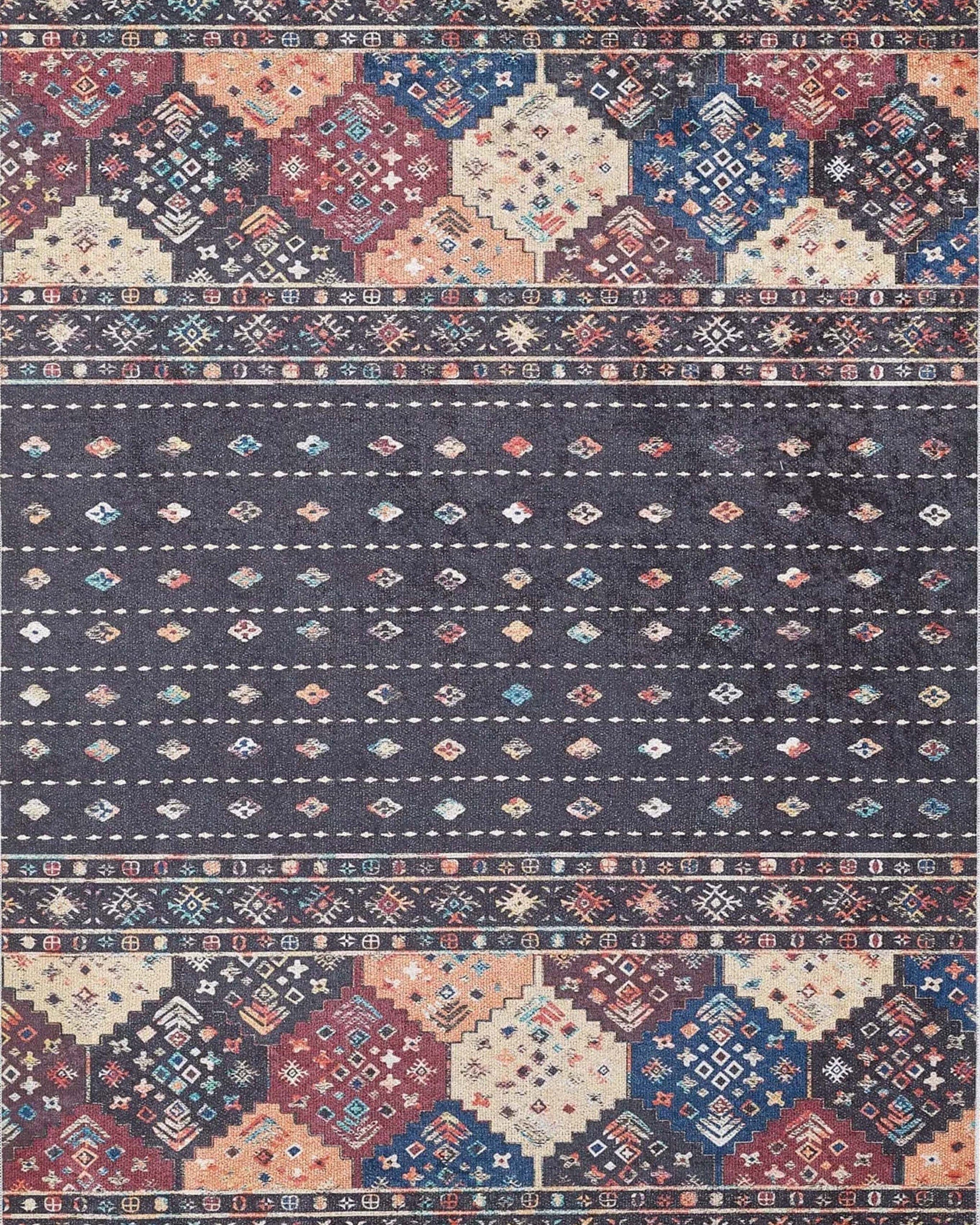 Suma Turkish Bohemian Black Rug