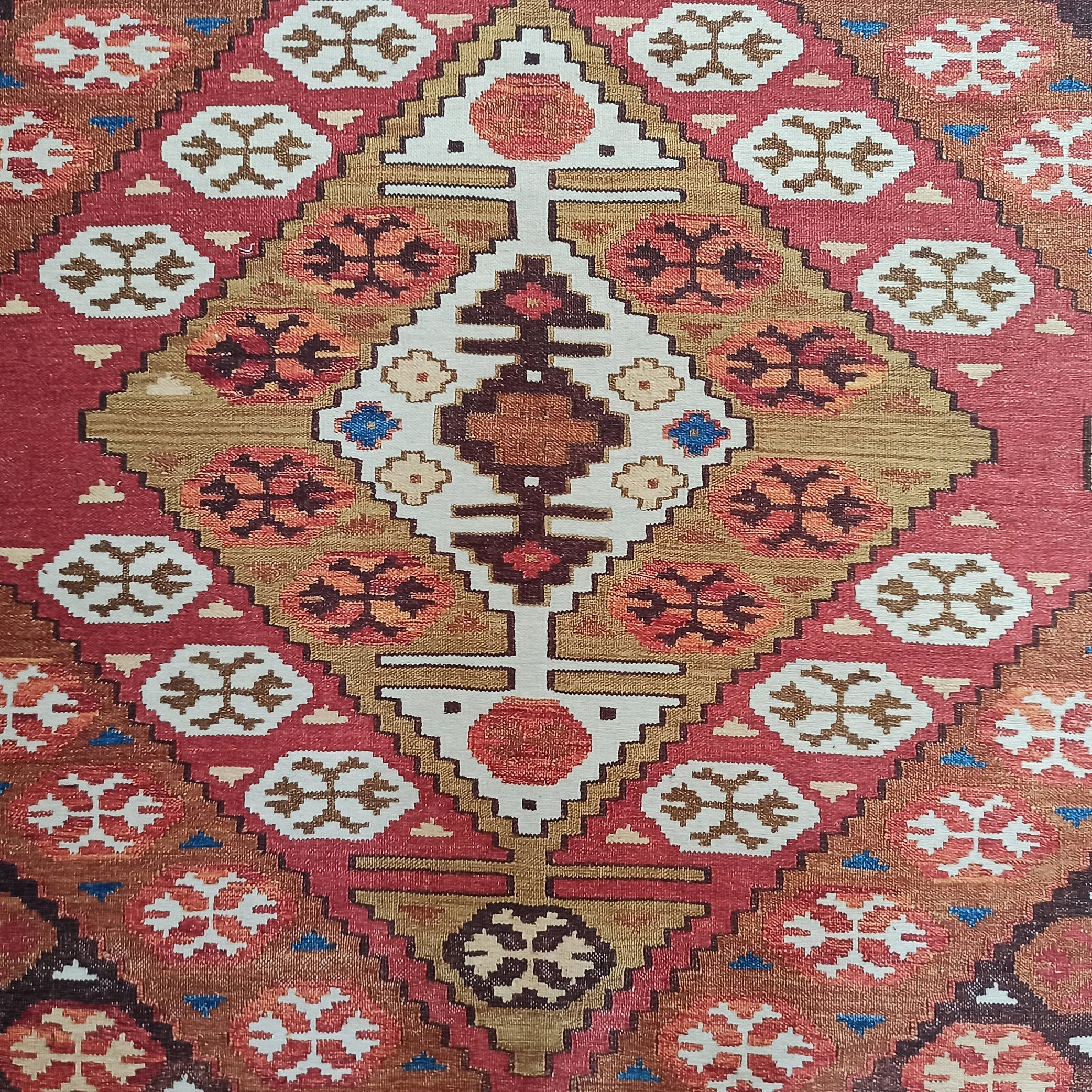 Suna Turkish Kilim Pastel Coral Red Rug