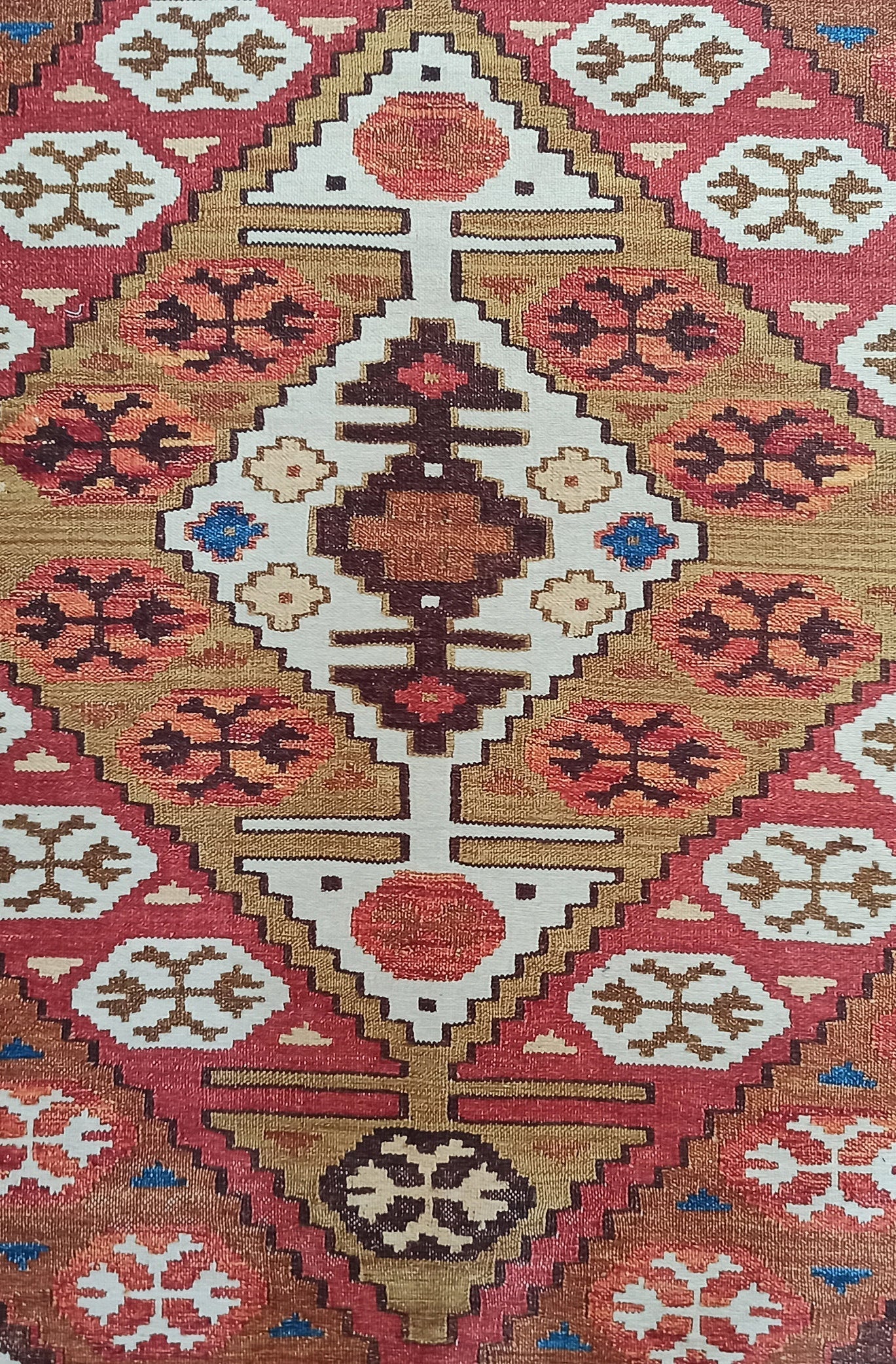 Suna Turkish Kilim Pastel Coral Red Rug