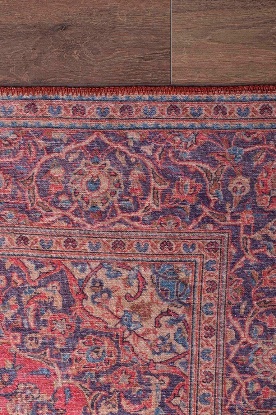 Sura Oriental Floral Medallion Red Rug