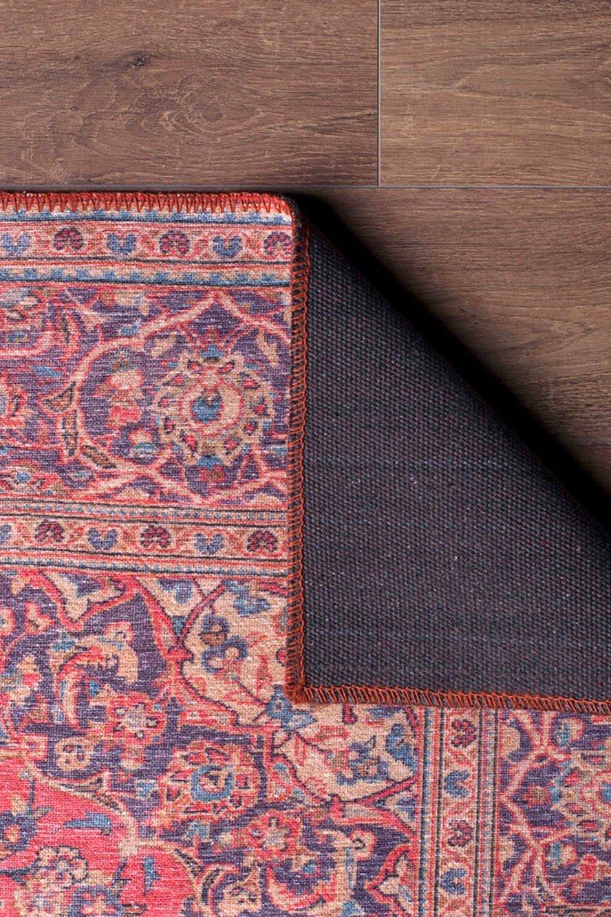 Sura Oriental Floral Medallion Red Rug