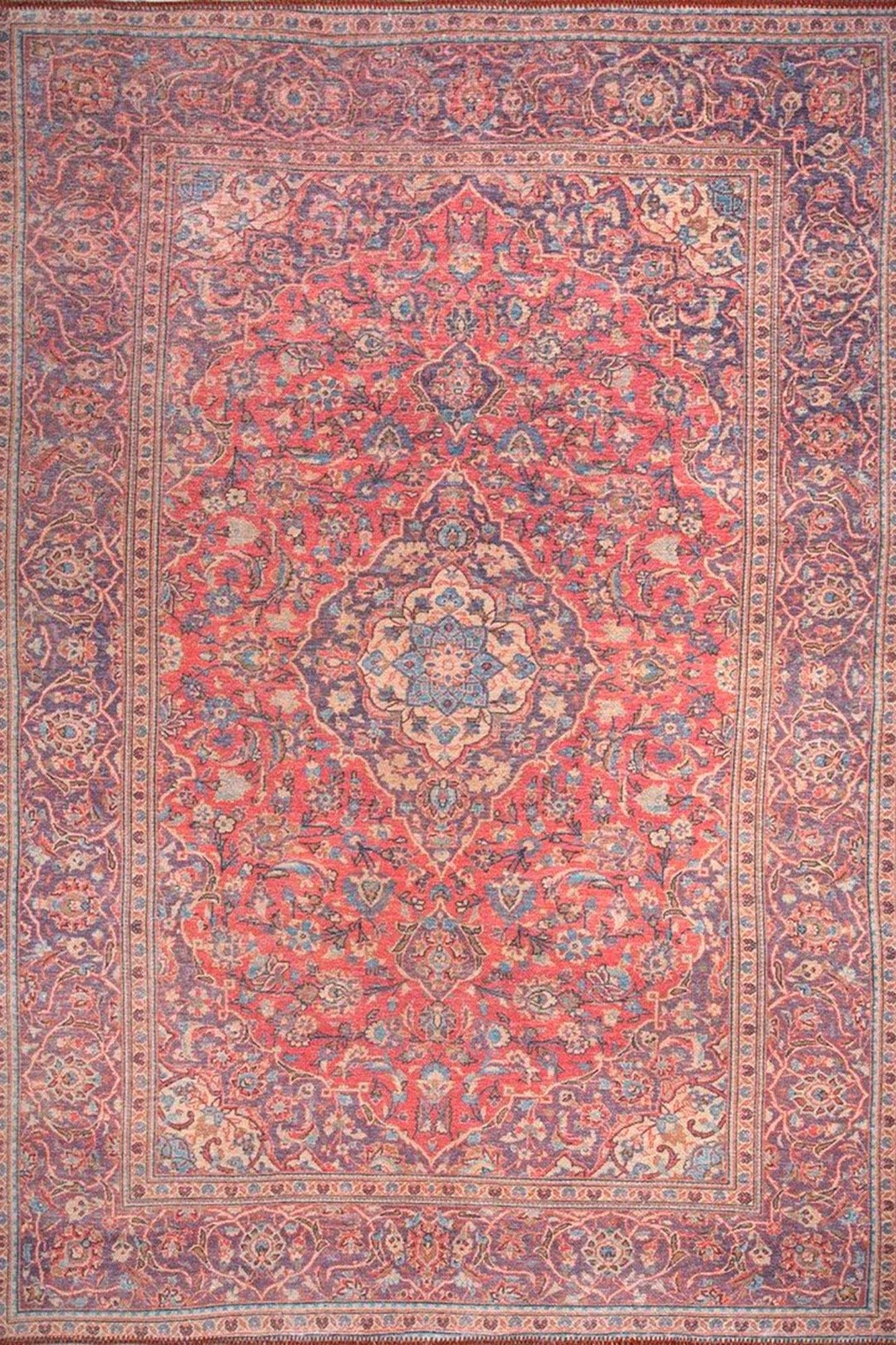 Sura Oriental Floral Medallion Red Rug