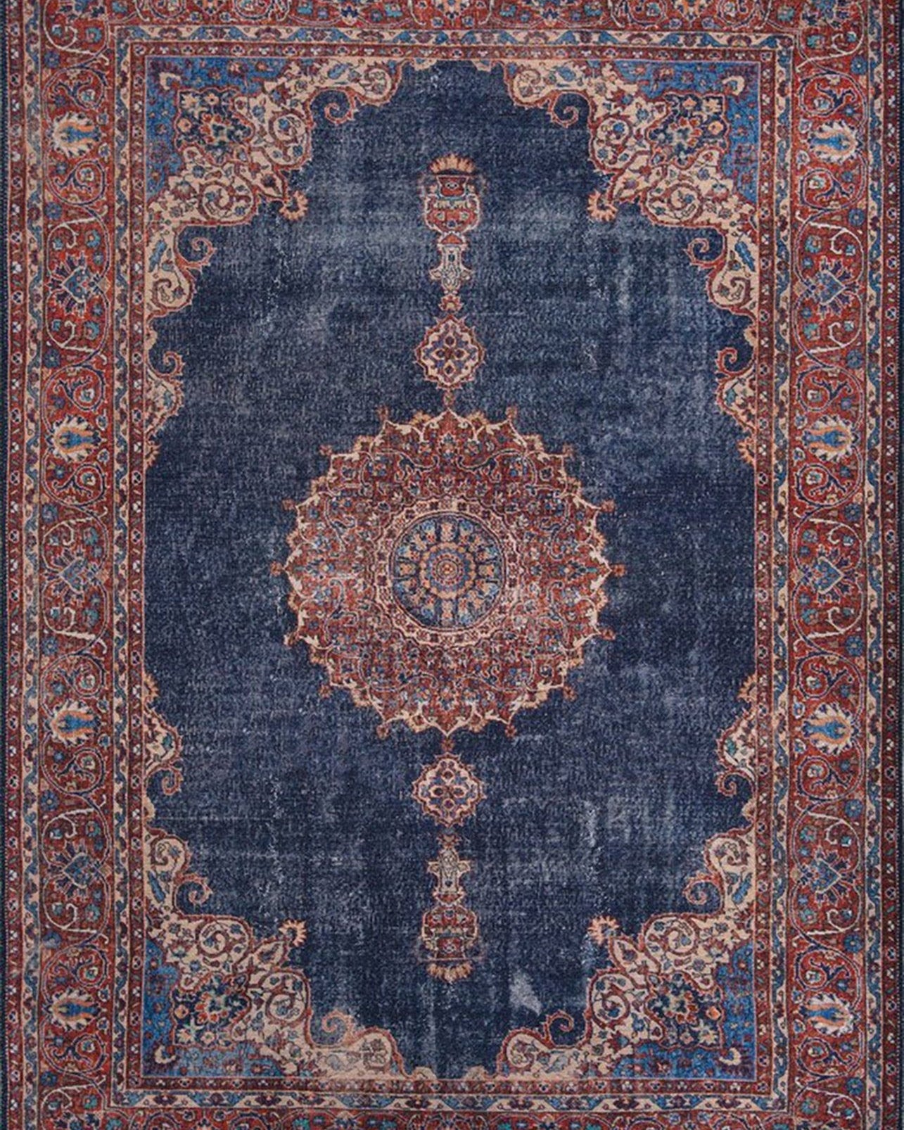 Tabri Rug Oriental Navy Blue Red Rug