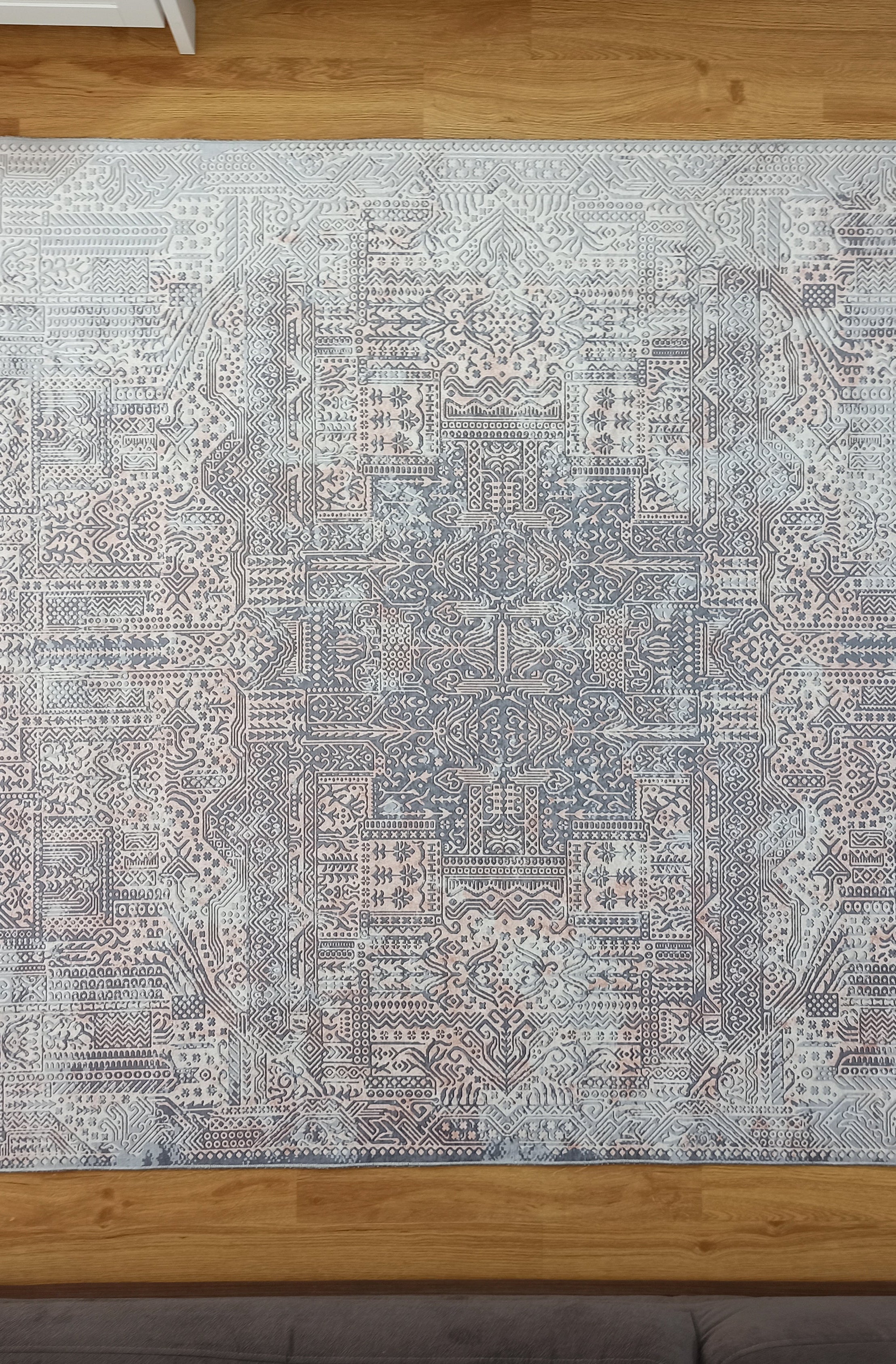 Taka Gray, White and Blush Modern Geometric Rug