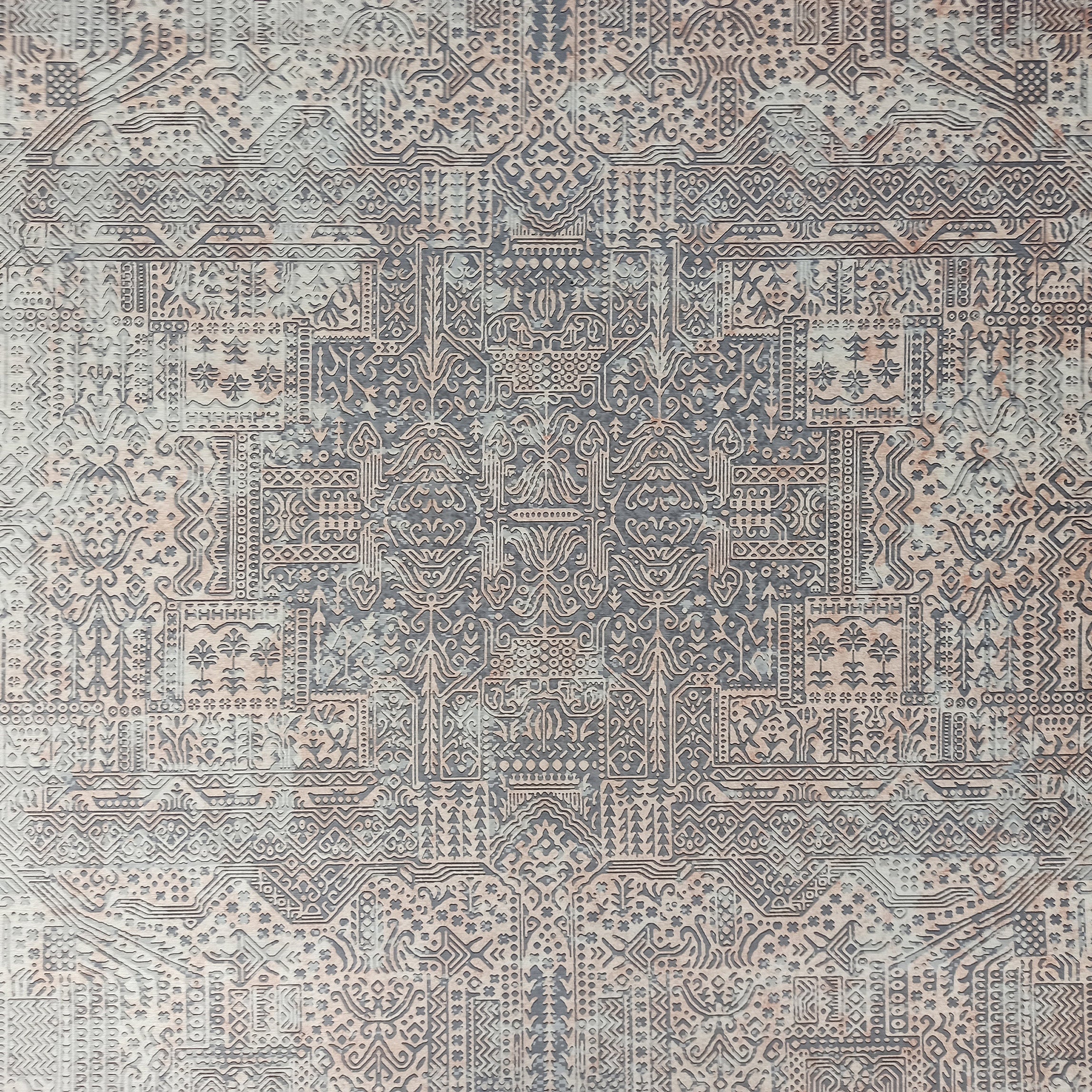 Taka Gray, White and Blush Modern Geometric Rug