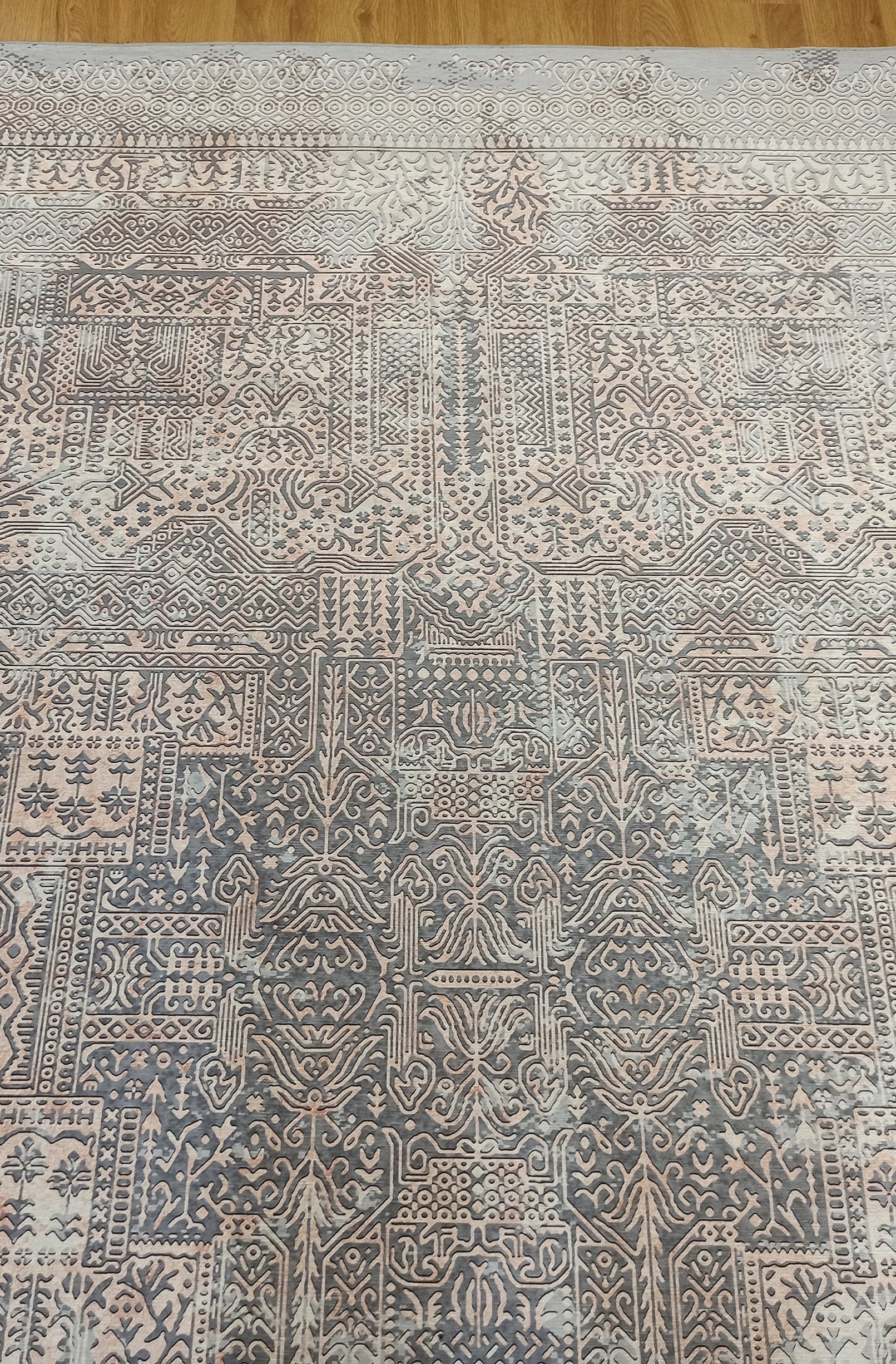 Taka Gray, White and Blush Modern Geometric Rug