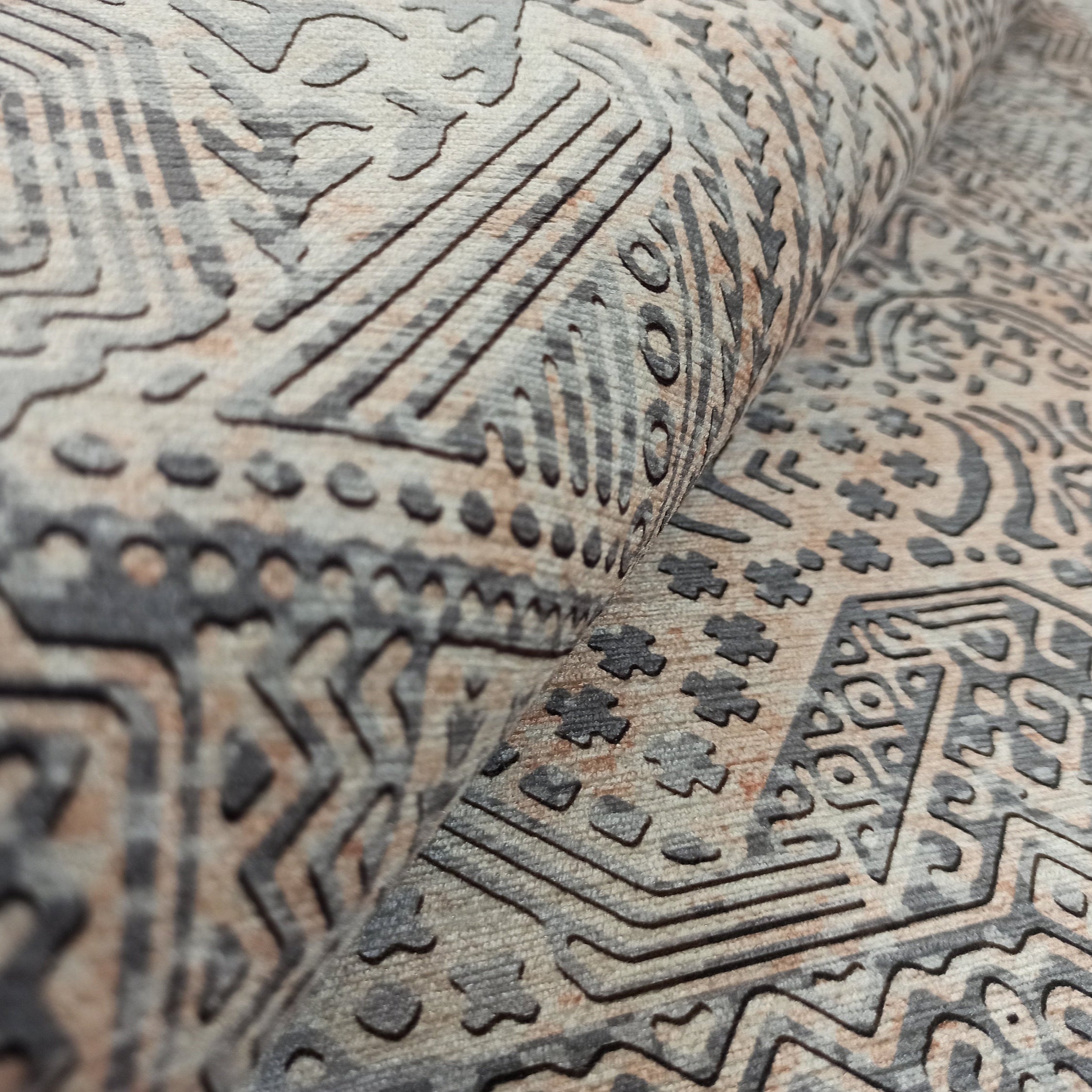 Taka Gray, White and Blush Modern Geometric Rug