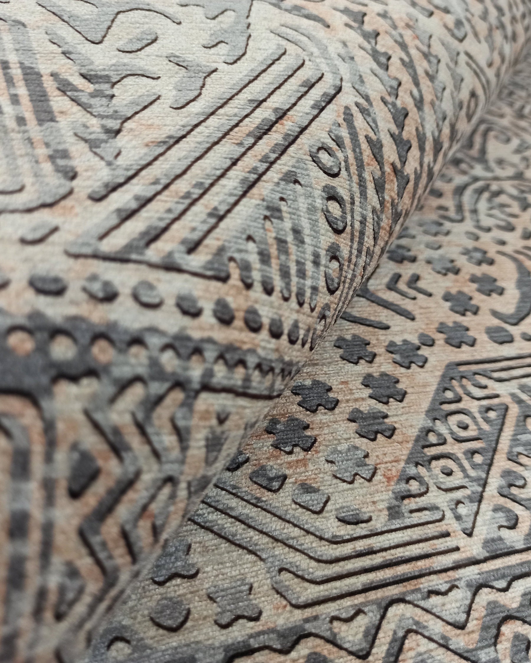 Taka Gray, White and Blush Modern Geometric Rug