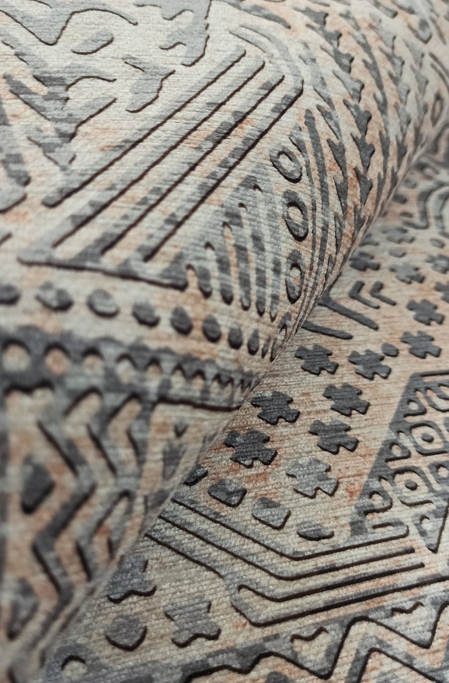 Taka Gray, White and Blush Modern Geometric Rug