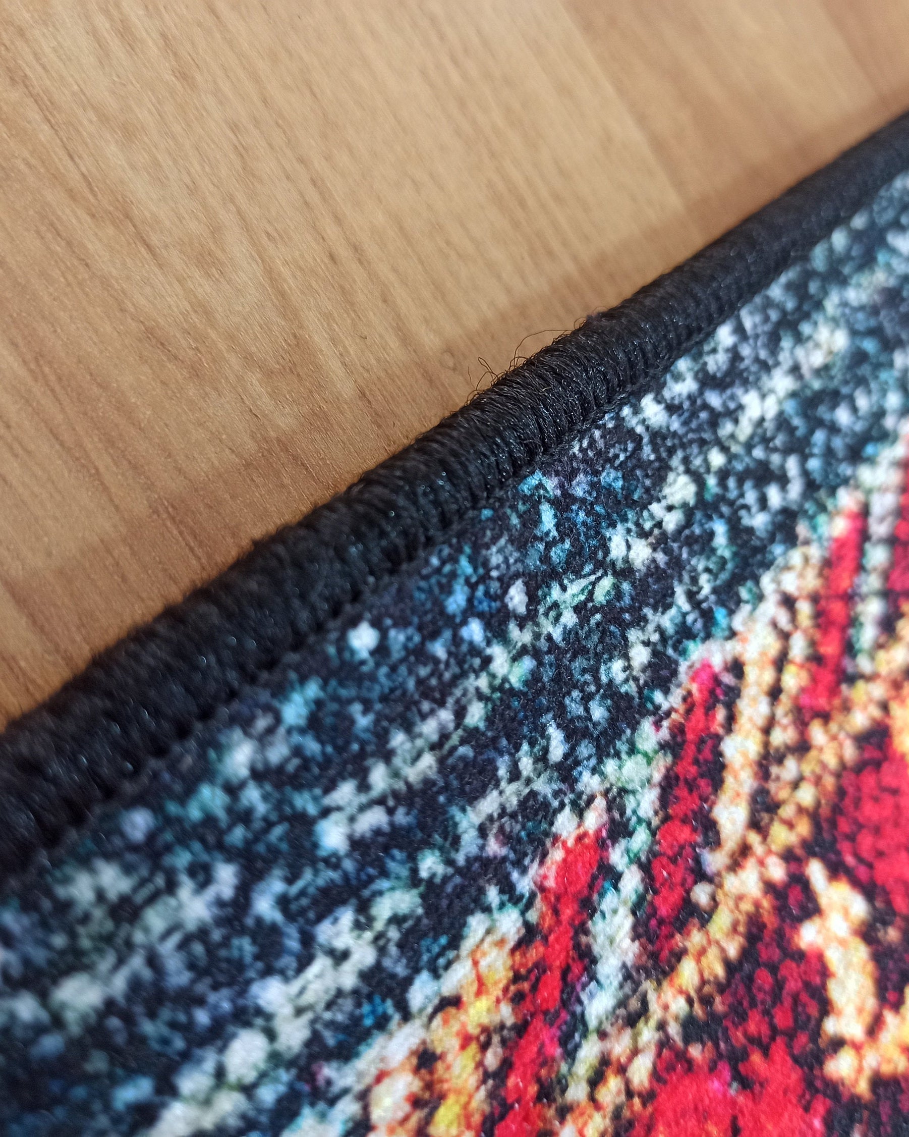 Tala Rug Beige Blue Coral Red Lined Rug