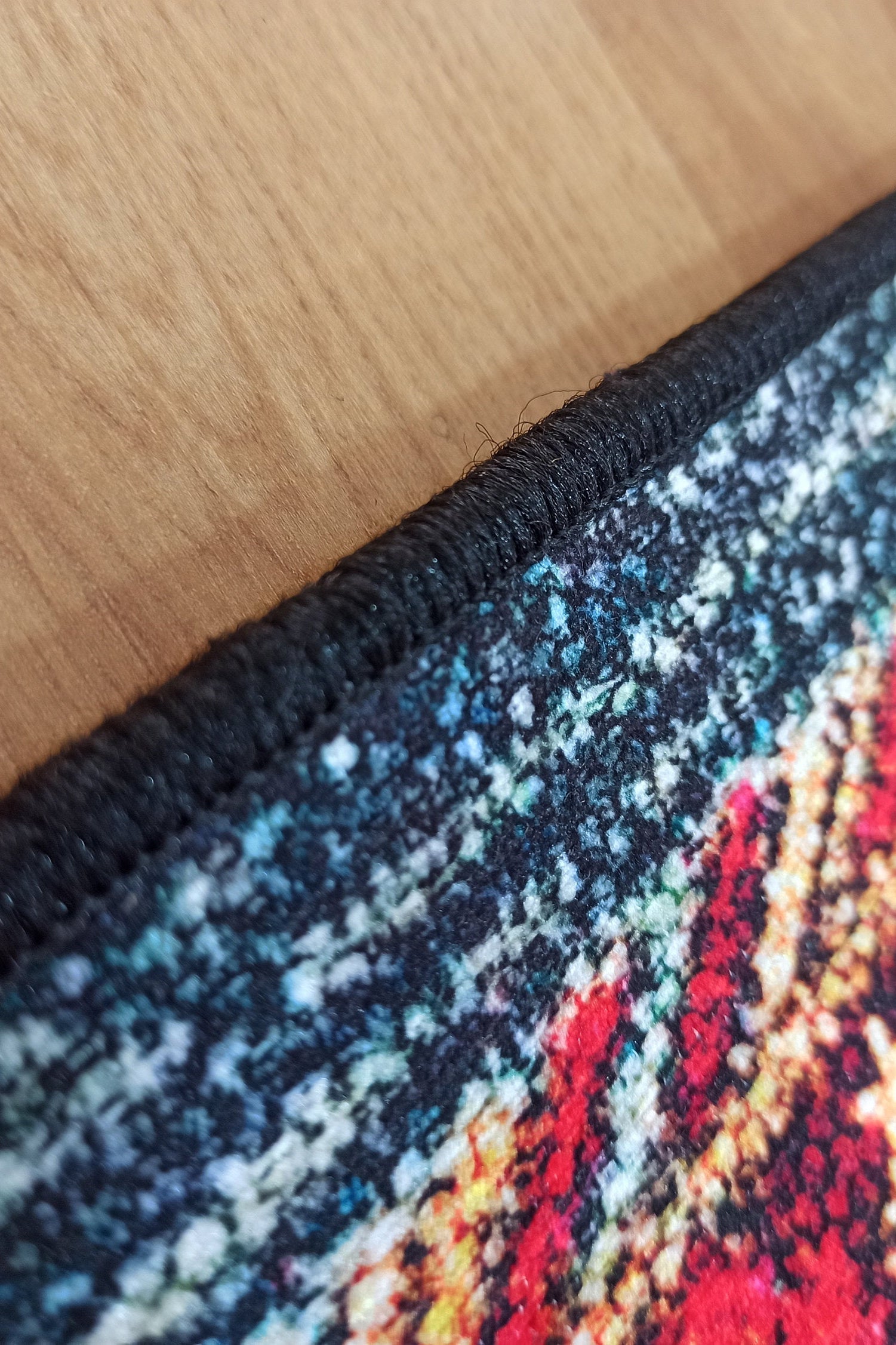 Tala Rug Beige Blue Coral Red Lined Rug