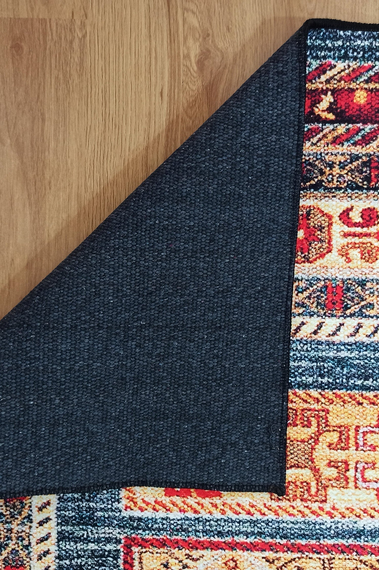 Tala Rug Beige Blue Coral Red Lined Rug