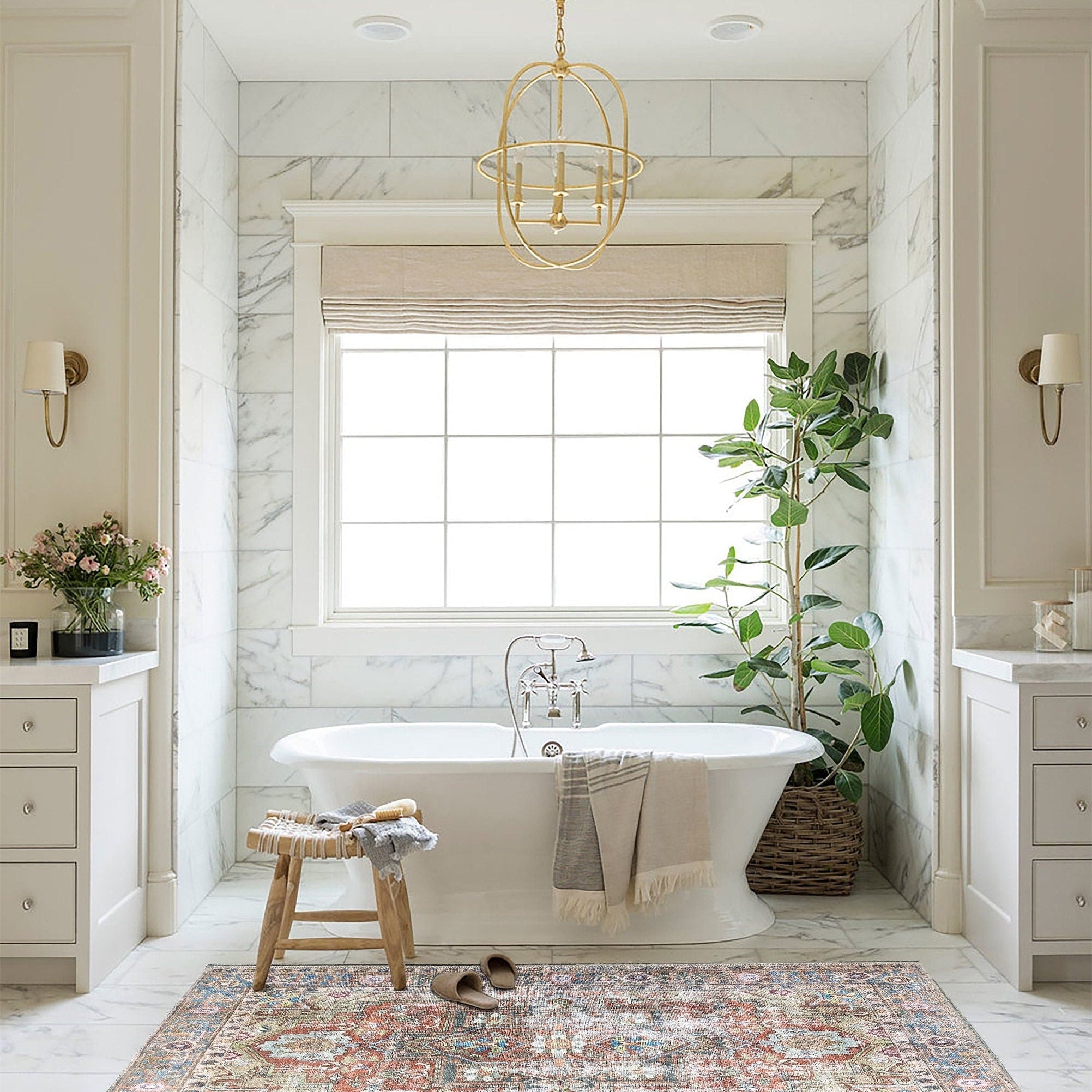 Taya Rug Traditional Earth tone Terracotta Floral Rug