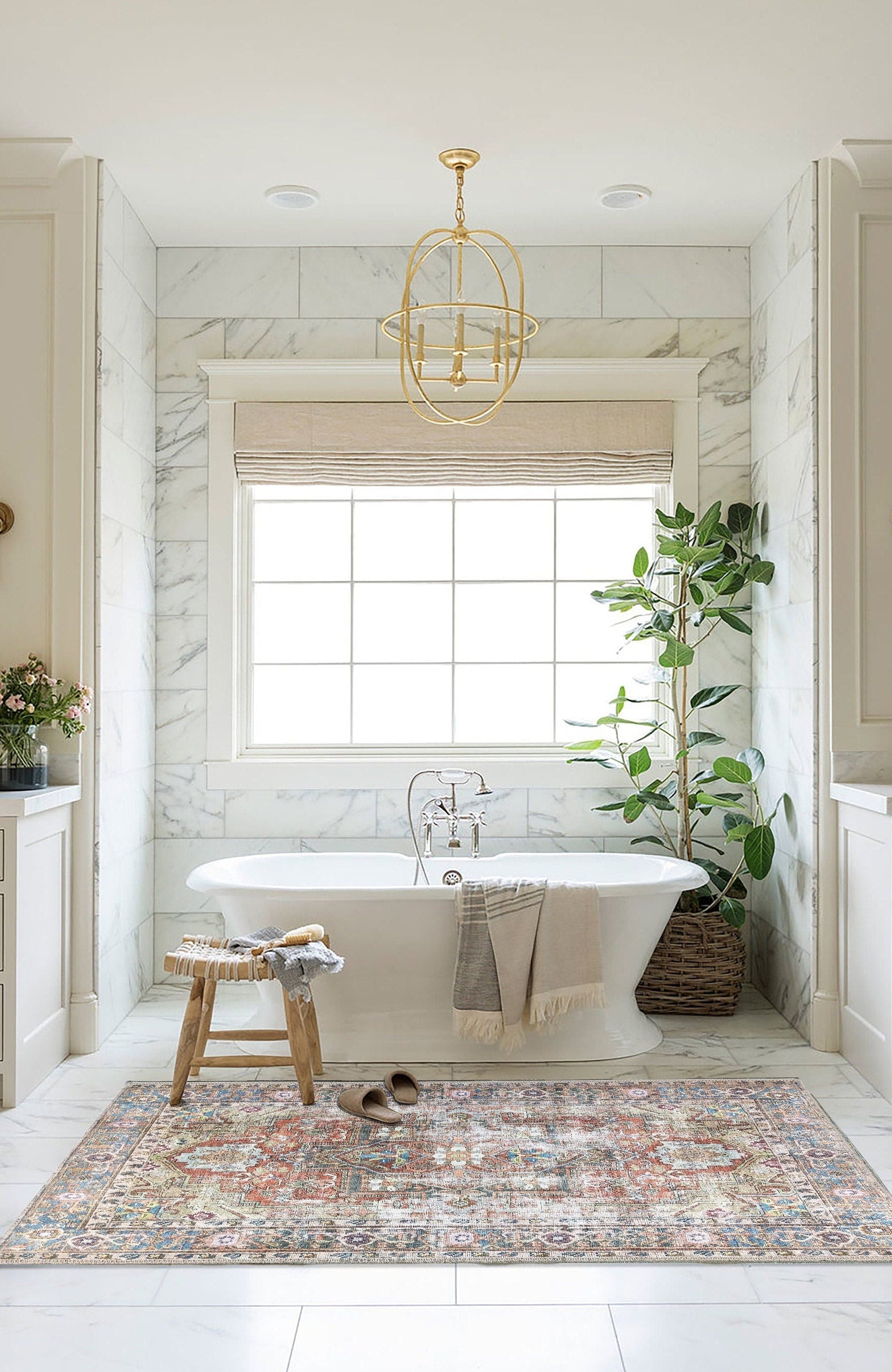 Taya Rug Traditional Earth tone Terracotta Floral Rug