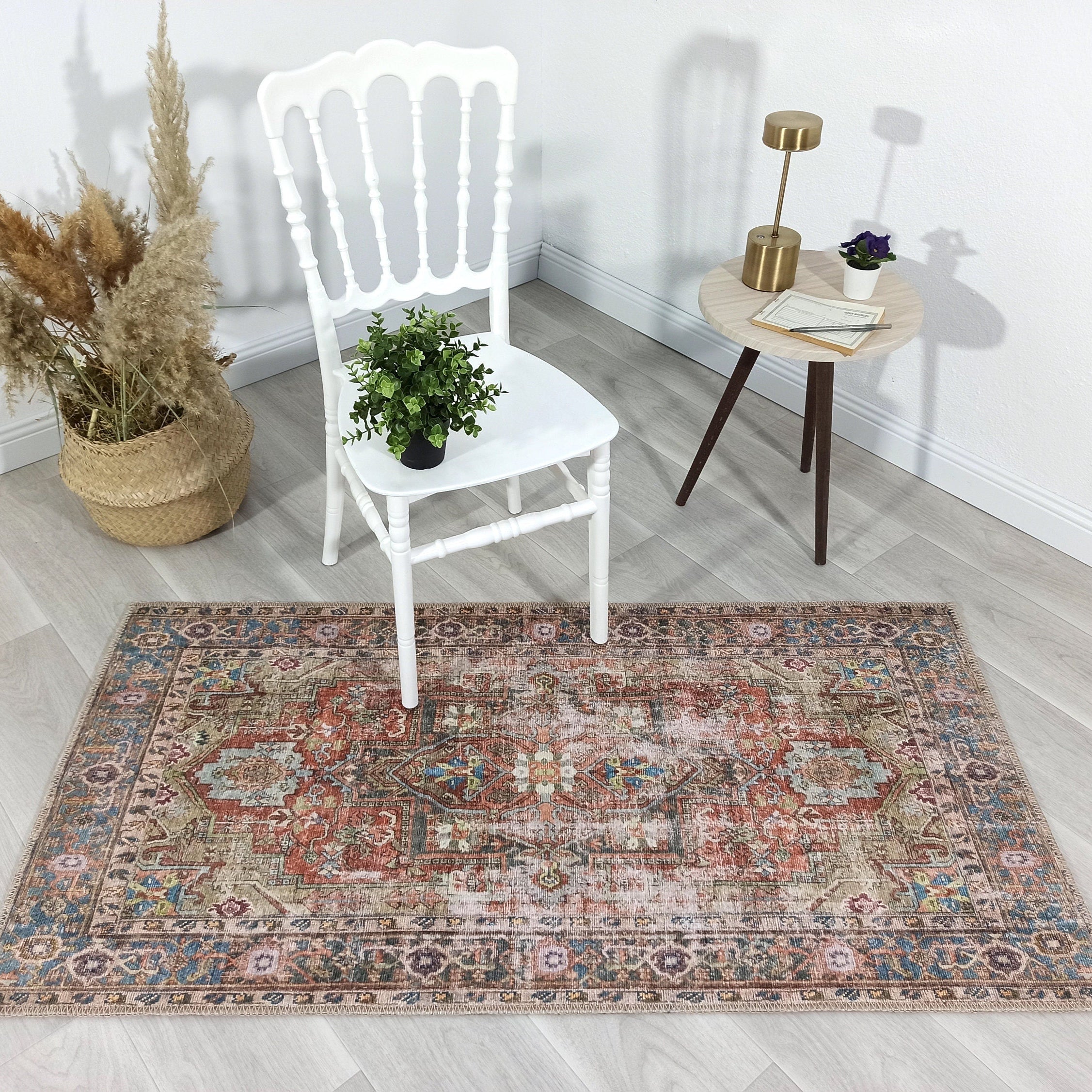 Taya Rug Traditional Earth tone Terracotta Floral Rug