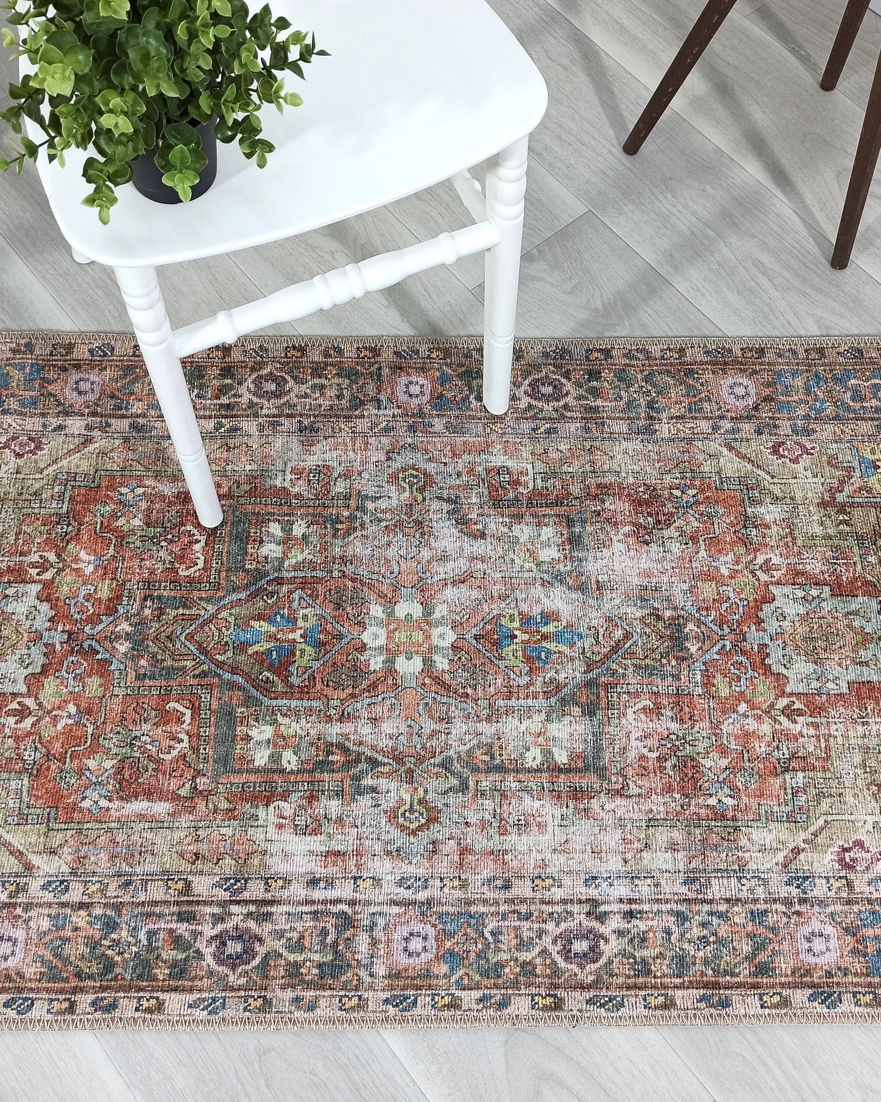 Taya Rug Traditional Earth tone Terracotta Floral Rug