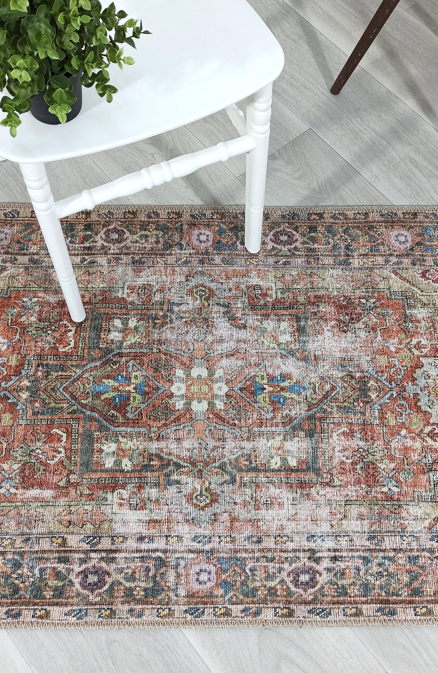 Taya Rug Traditional Earth tone Terracotta Floral Rug