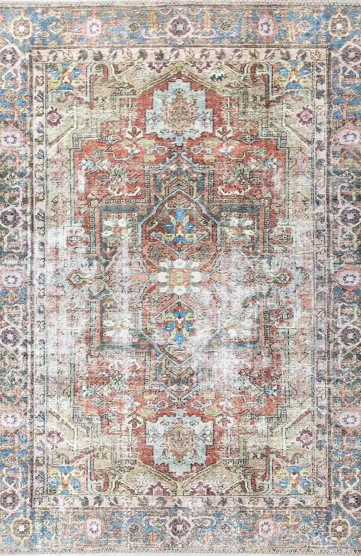 Taya Rug Traditional Earth tone Terracotta Floral Rug