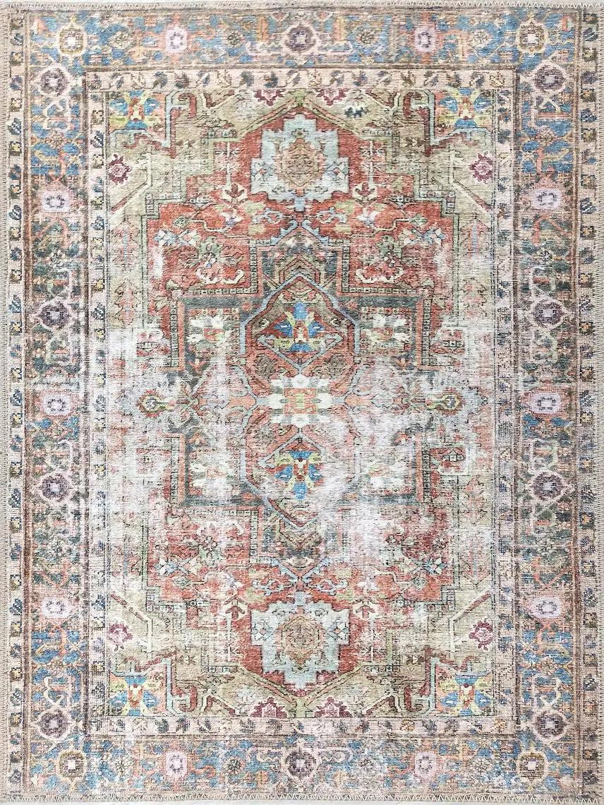 Taya Rug Traditional Earth tone Terracotta Floral Rug