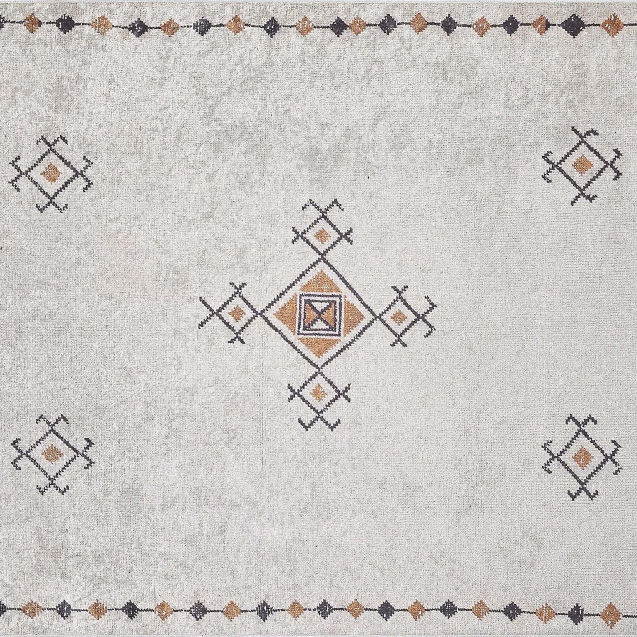 Tayha Turkish Beige Diamond Medallion Rug