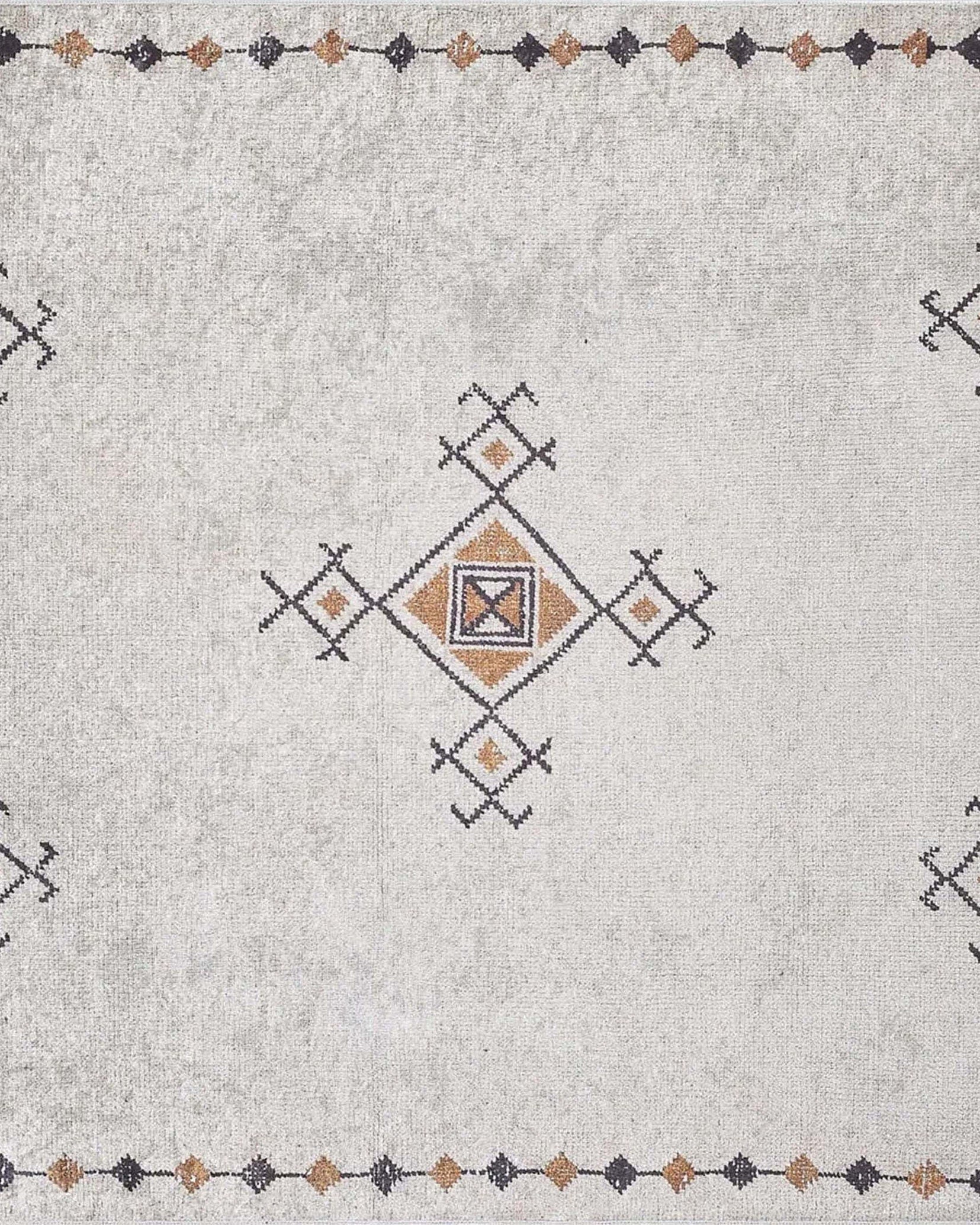 Tayha Turkish Beige Diamond Medallion Rug