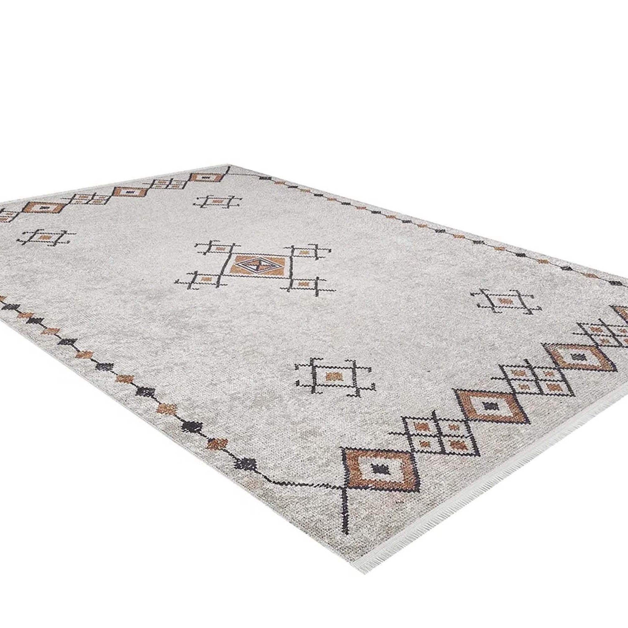 Tayha Turkish Beige Diamond Medallion Rug