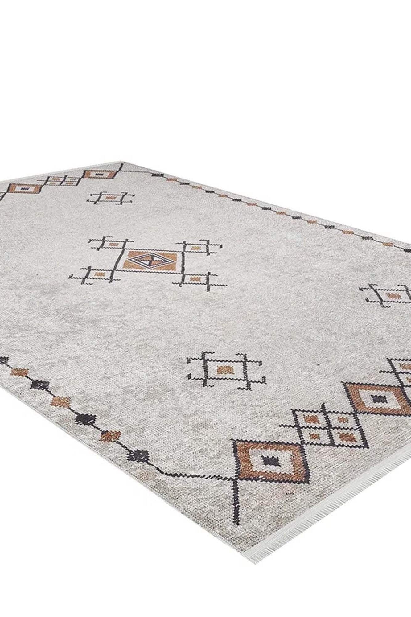 Tayha Turkish Beige Diamond Medallion Rug