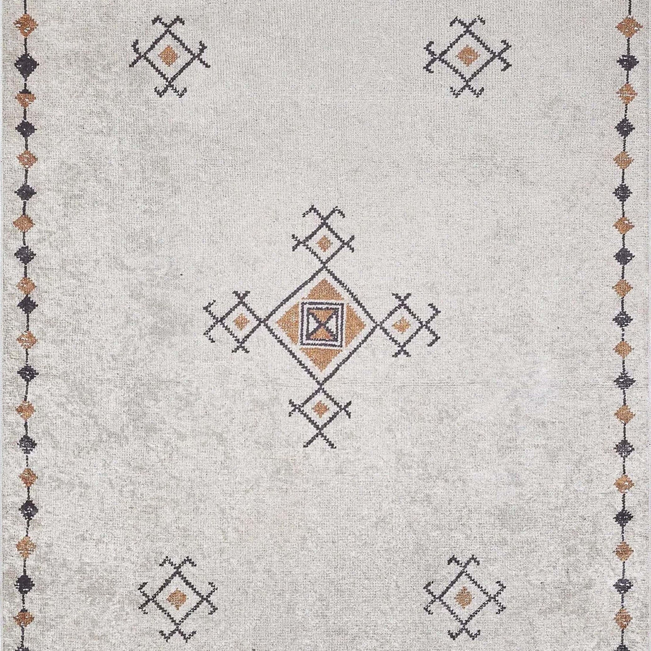 Tayha Turkish Beige Diamond Medallion Rug