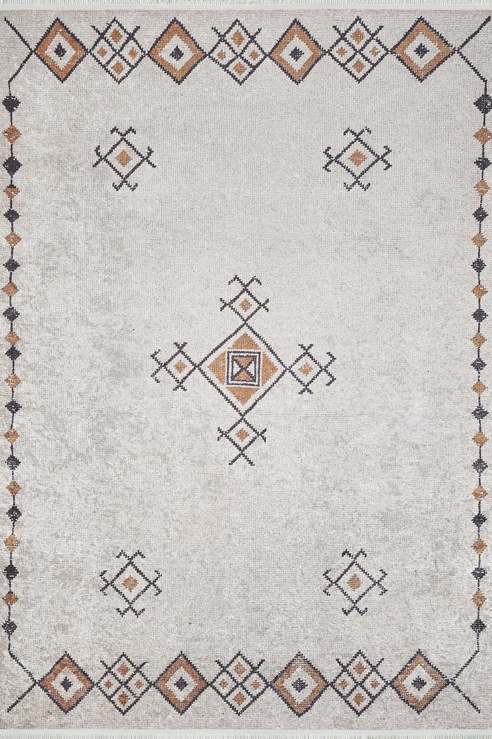 Tayha Turkish Beige Diamond Medallion Rug