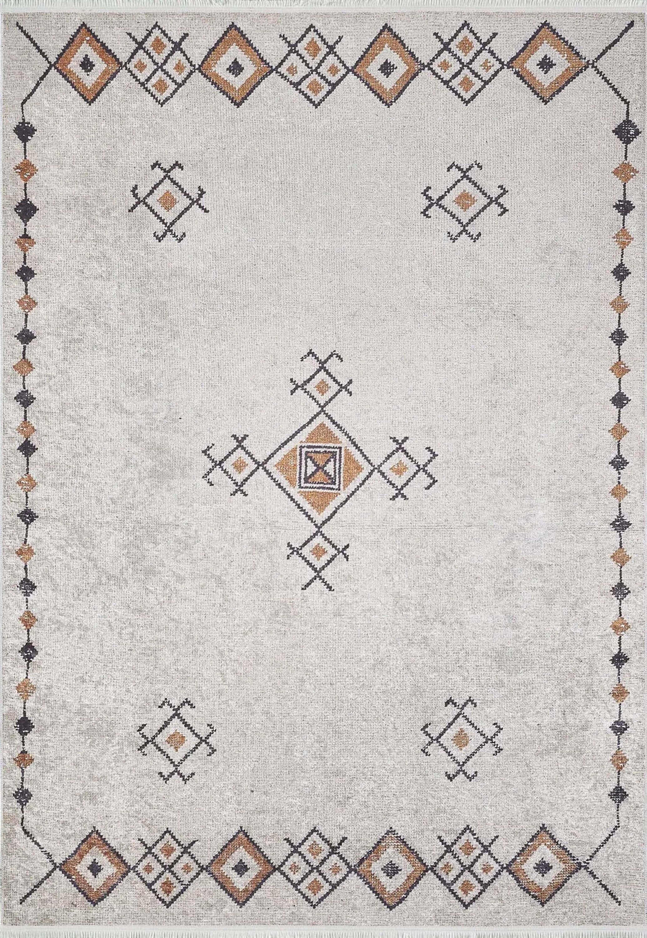 Tayha Turkish Beige Diamond Medallion Rug